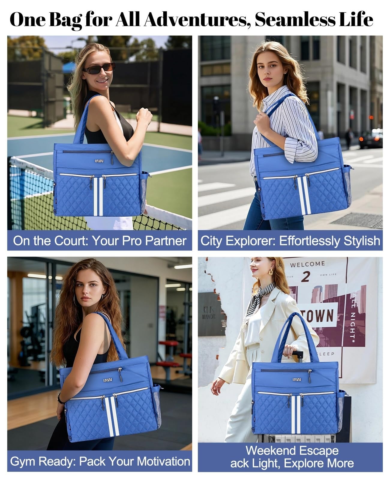 Tennis Bag for Women - Holds 2 Rackets, Ventilated Shoe Compartment, Gym & Pickl3