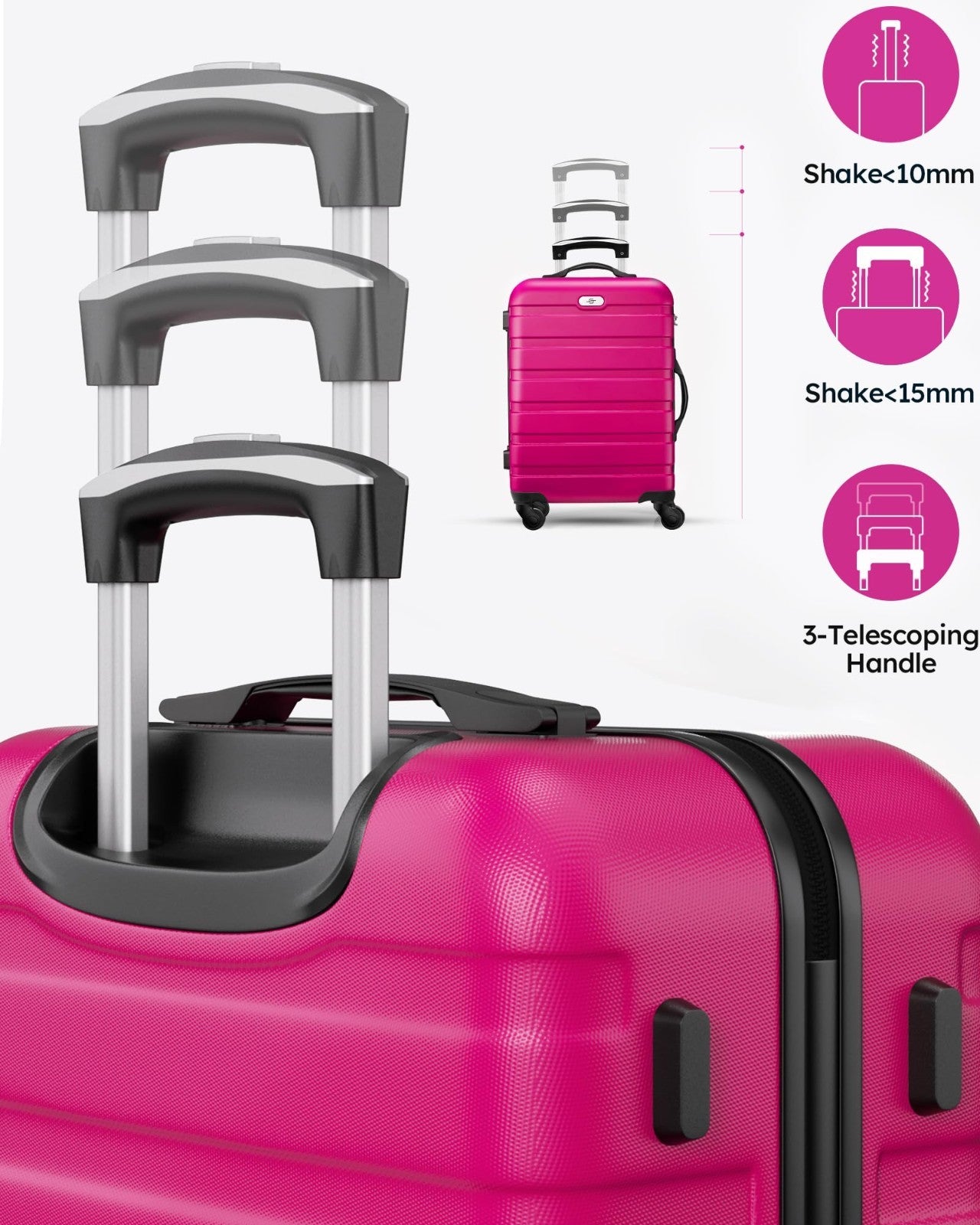 3 Piece Hard Shell Luggage Set with Spinner Wheels & TSA Lock - 20/24/28 Inch, R5