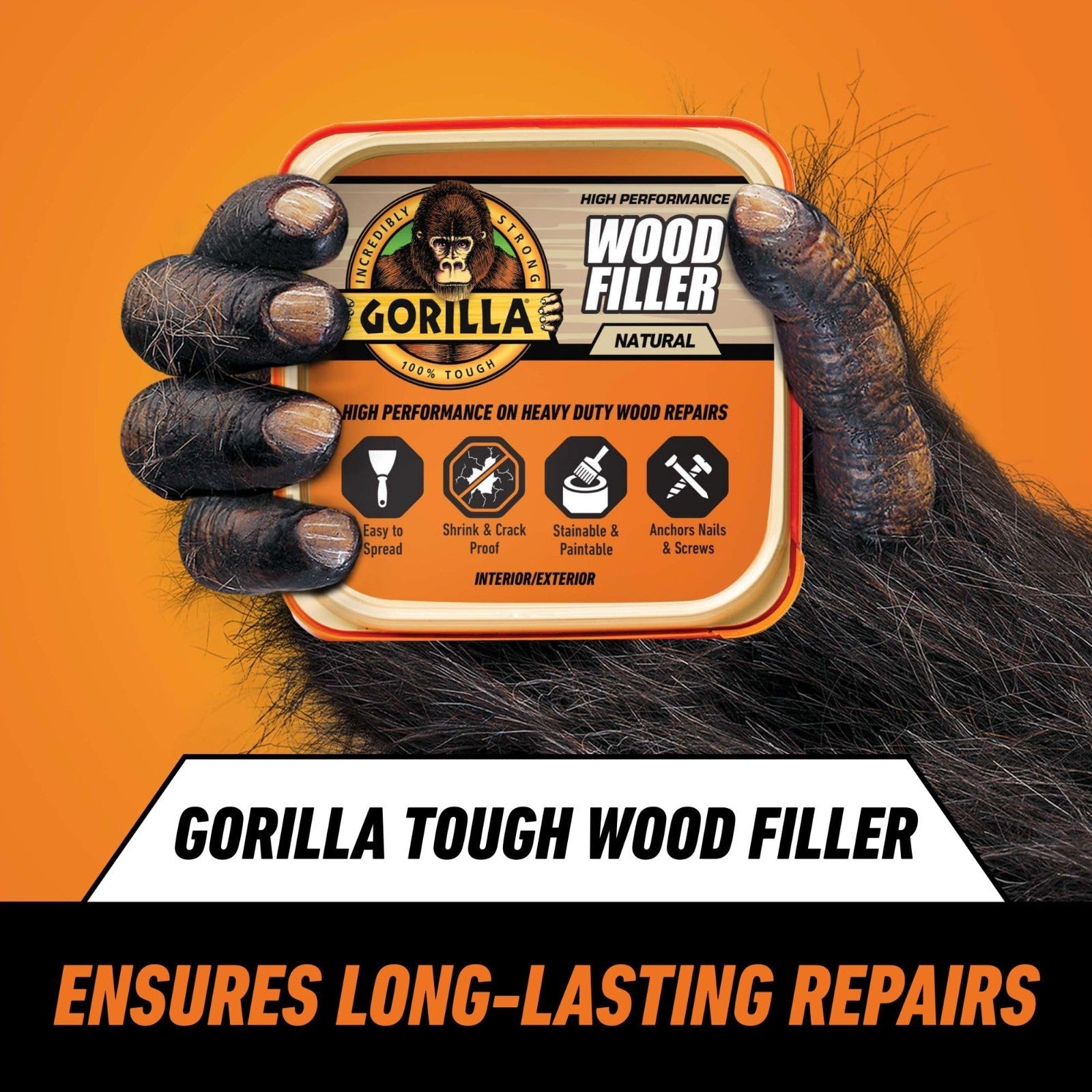 All Purpose Wood Filler 16 oz   Water Resistant, Paintable, Stainable, Sandable,2