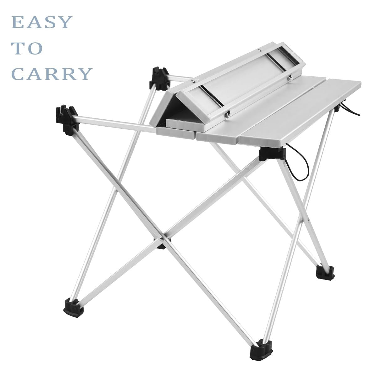 Compact Folding Camping Table with Aluminum Top, Portable Beach Table for Outdoo7