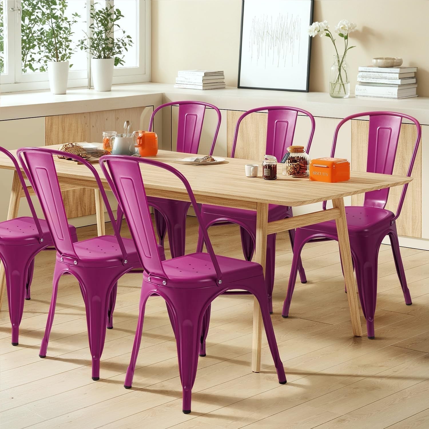 Stackable Metal Dining Chairs Set of 4   Indoor Outdoor Bistro Cafe Side Chairs2