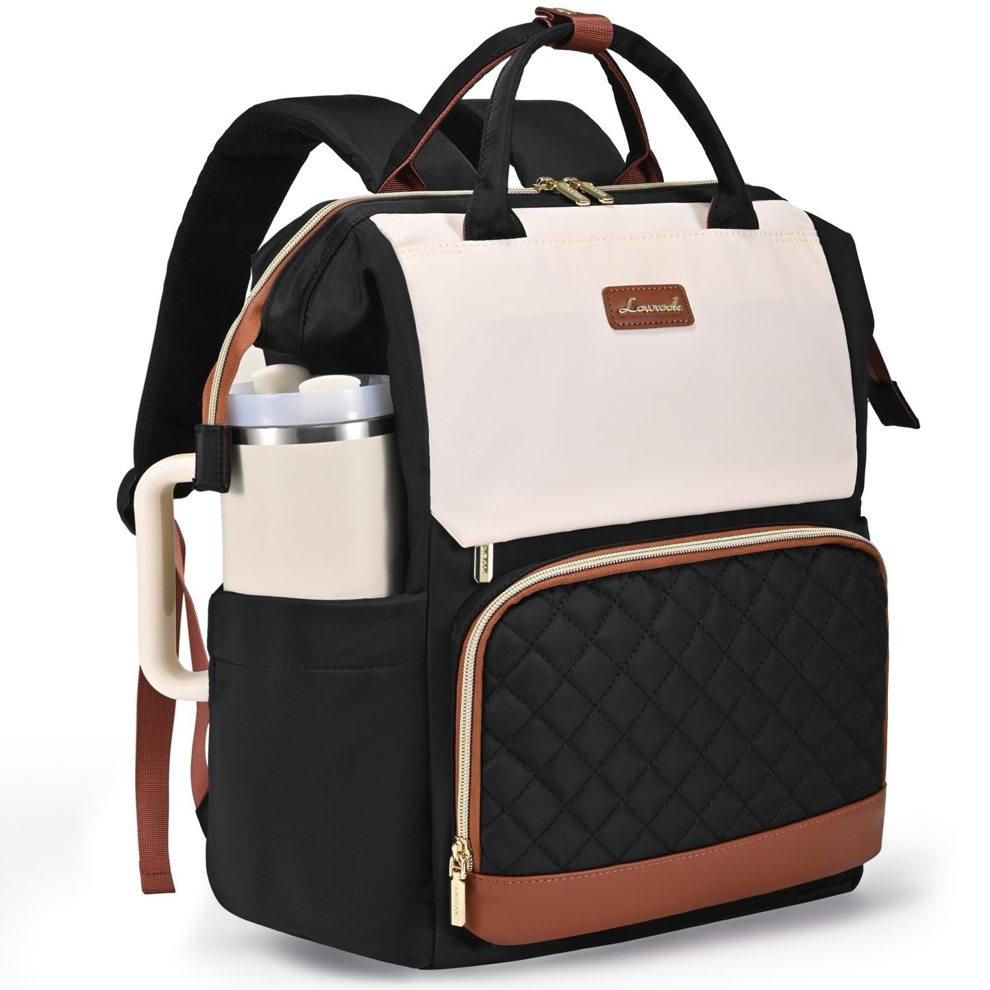Stylish Laptop Backpack for Women   Giant Tumbler Holder, Travel, Work, Nurse, T0