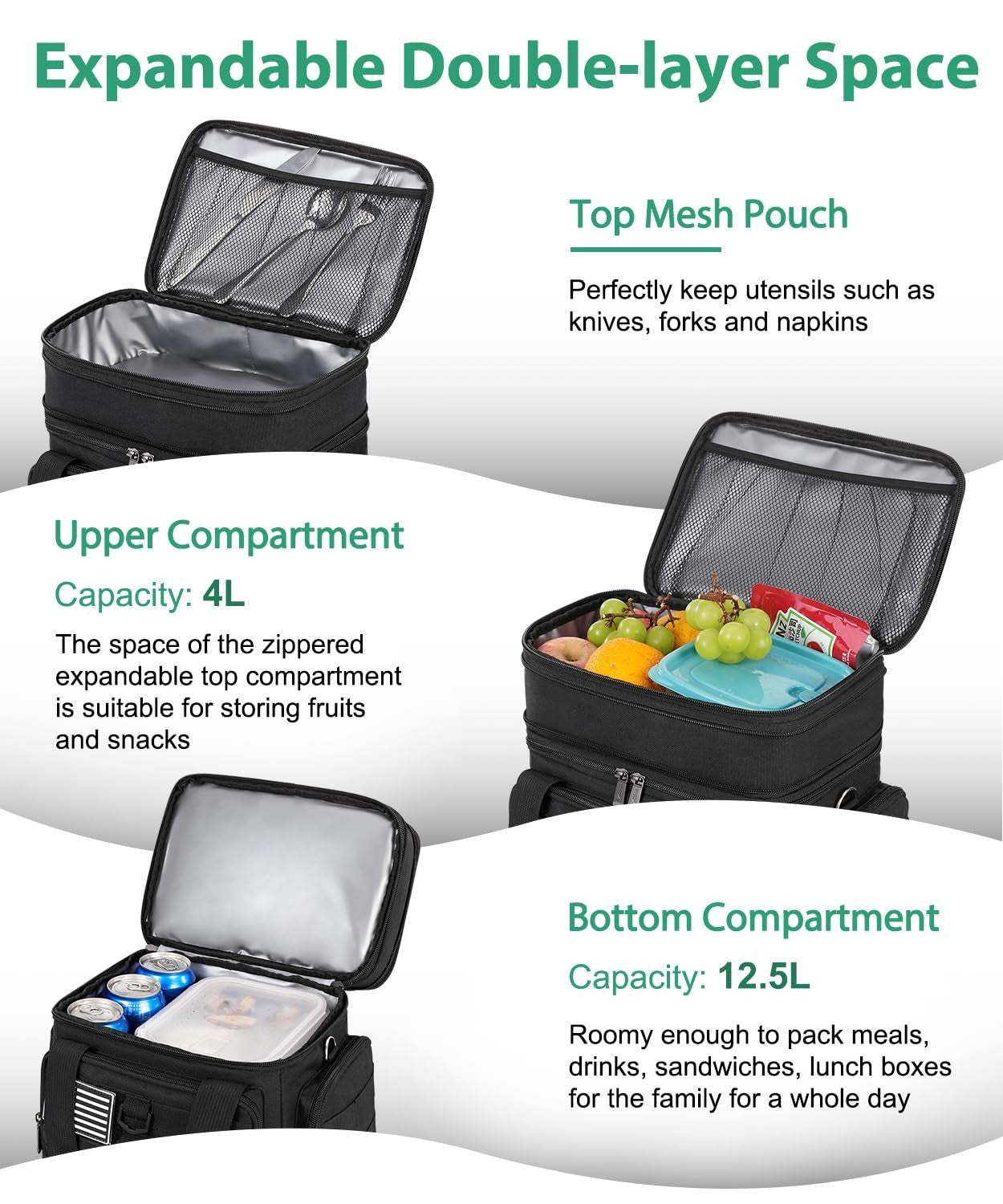 Tactical Insulated Lunch Bag - Large Heavy Duty Cooler, Leakproof & Expandable f3
