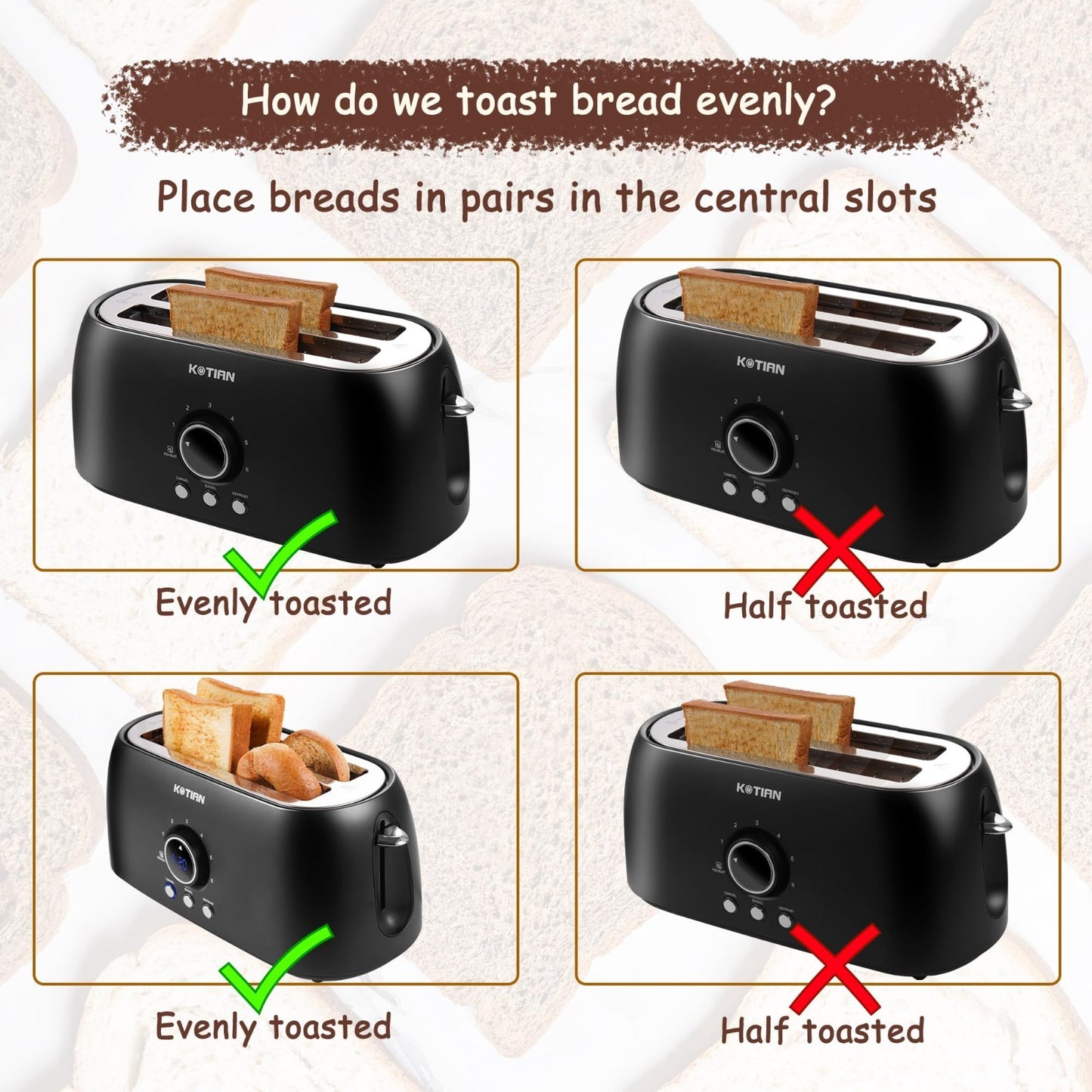 4 Slice Retro Stainless Steel Toaster with Countdown Timer, Extra Wide Slots, Ba5
