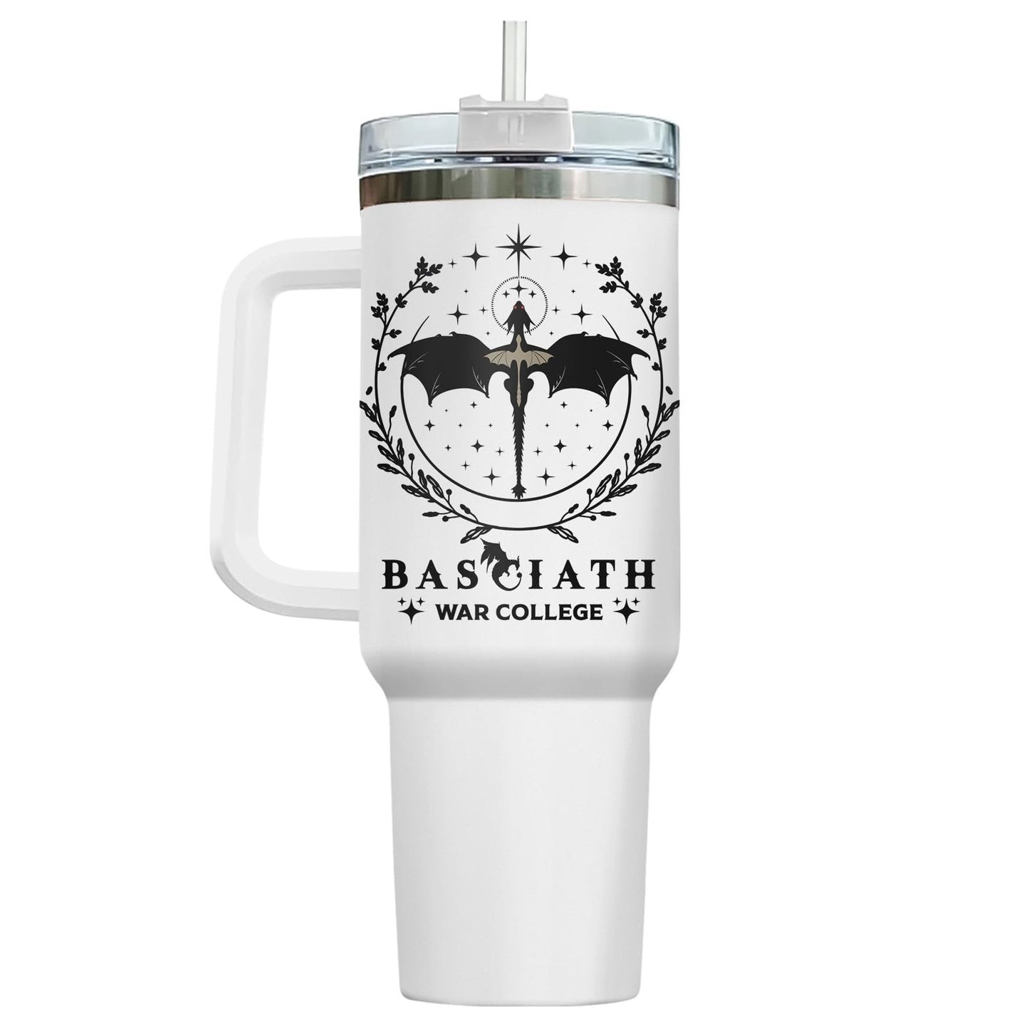 40oz Insulated Tumbler with Handle & Straw   Dragon Rider Travel Mug, Perfect Gi3