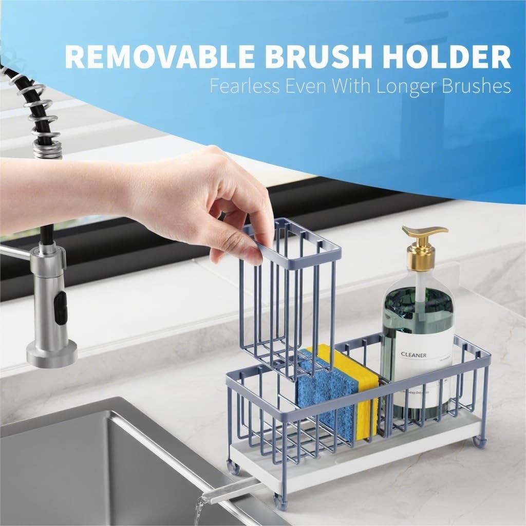 Kitchen Sink Caddy Organizer   Rustproof 304 Stainless Steel Sponge Holder, Brus5