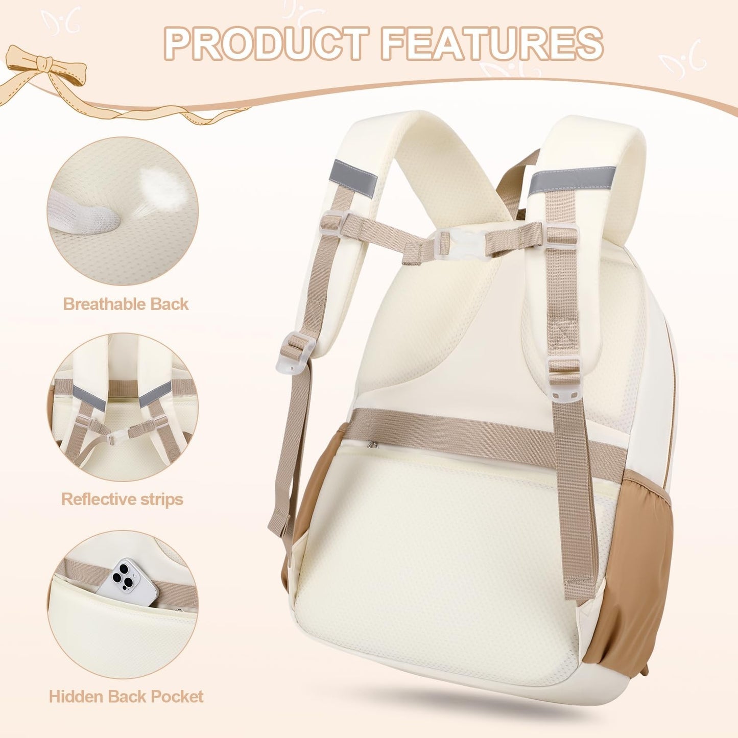 Cute Girls Backpack Set with Lunch Bag & Pencil Case   Stylish School Bag for Ki4