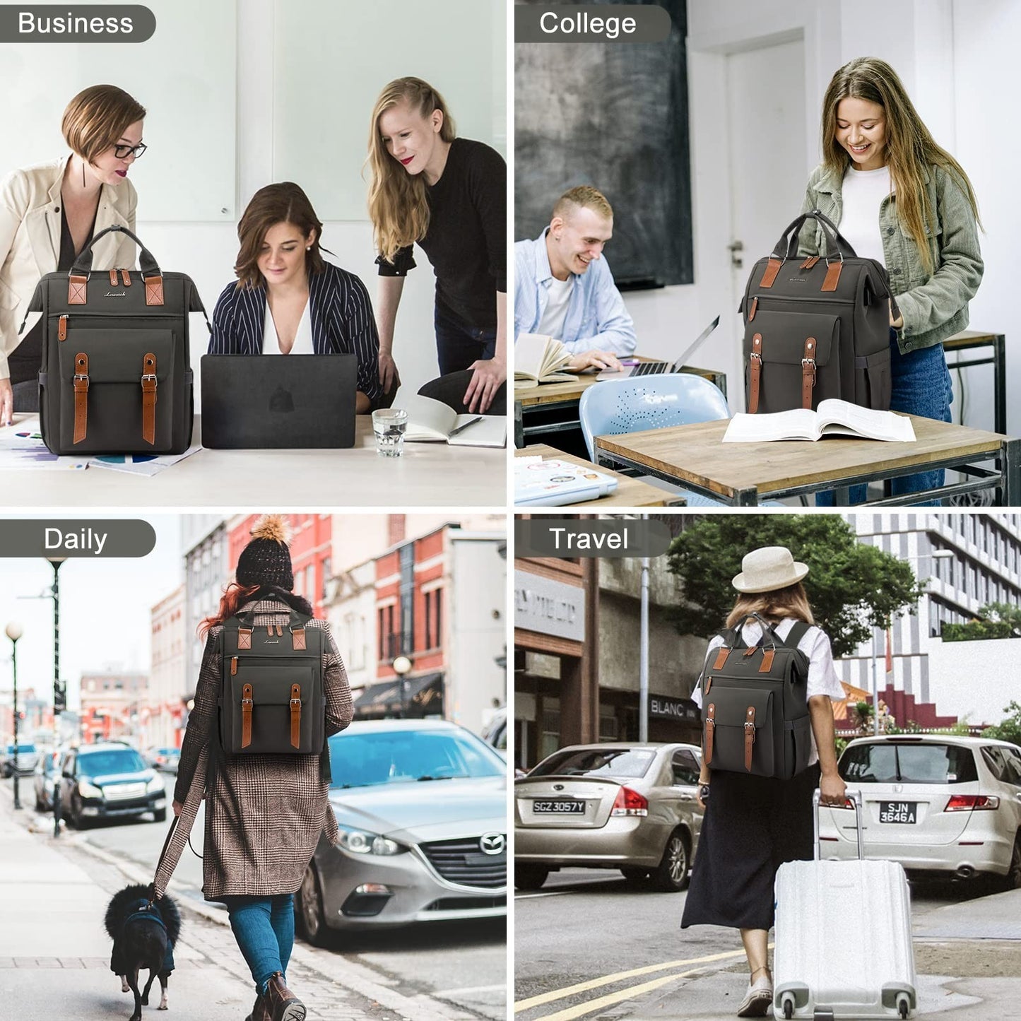 Stylish 15.6" Laptop Backpack for Women   Work, Travel, College, Commuter Bag, D6