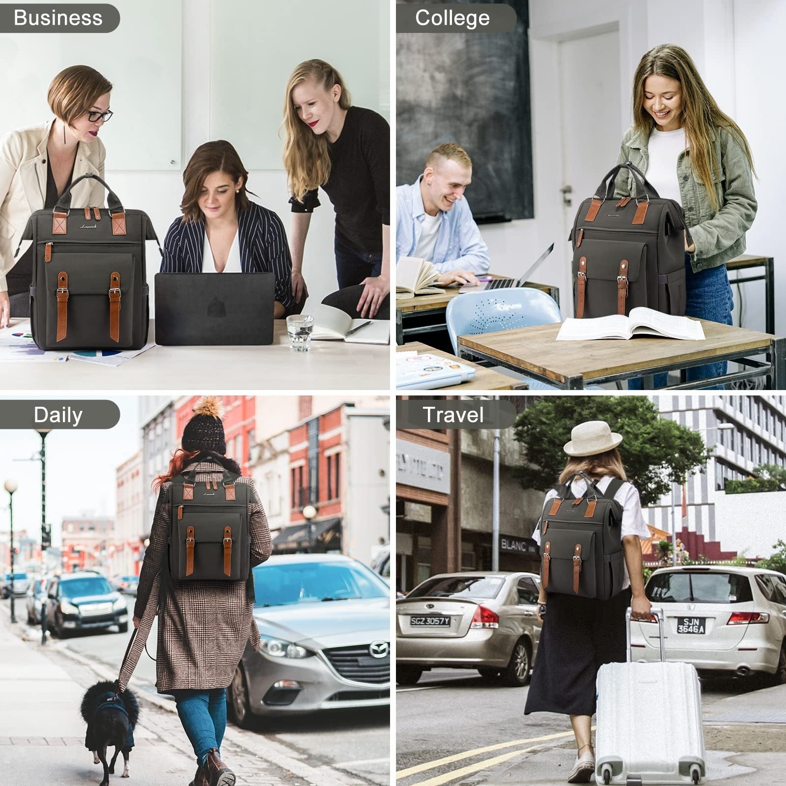 Stylish 15.6" Laptop Backpack for Women   Work, Travel, College, Commuter Bag, D6