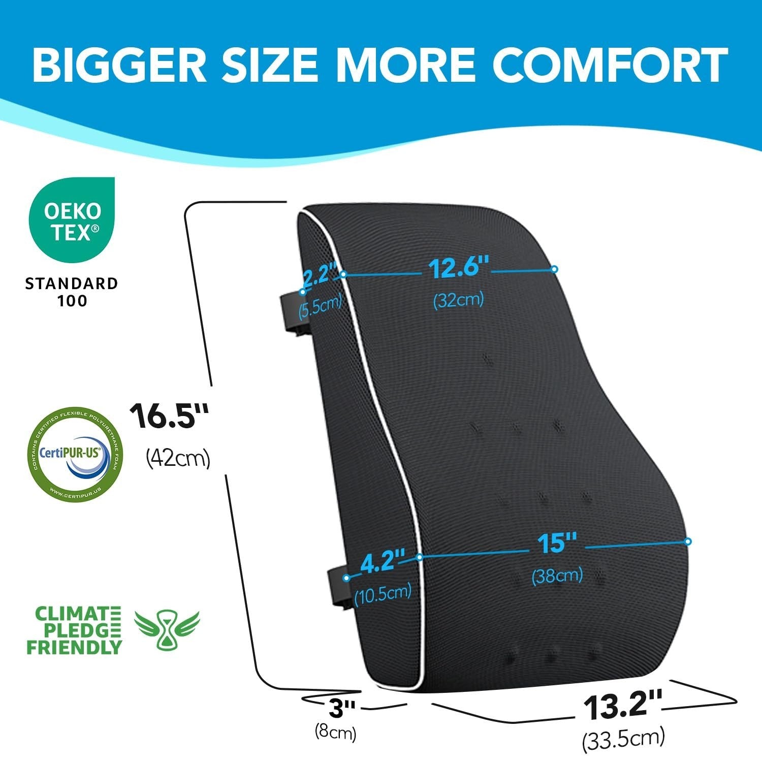 Ergonomic Lumbar Support Pillow for Office Chair & Car, Back Pain Relief, Adjust2