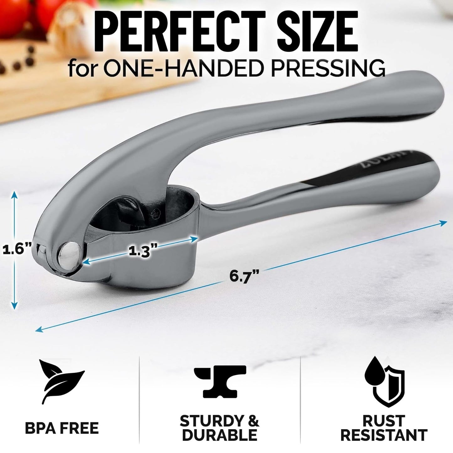 Premium Garlic Press Set   Rust Proof Mincer Tool, Easy Squeeze, Ergonomic Handl2