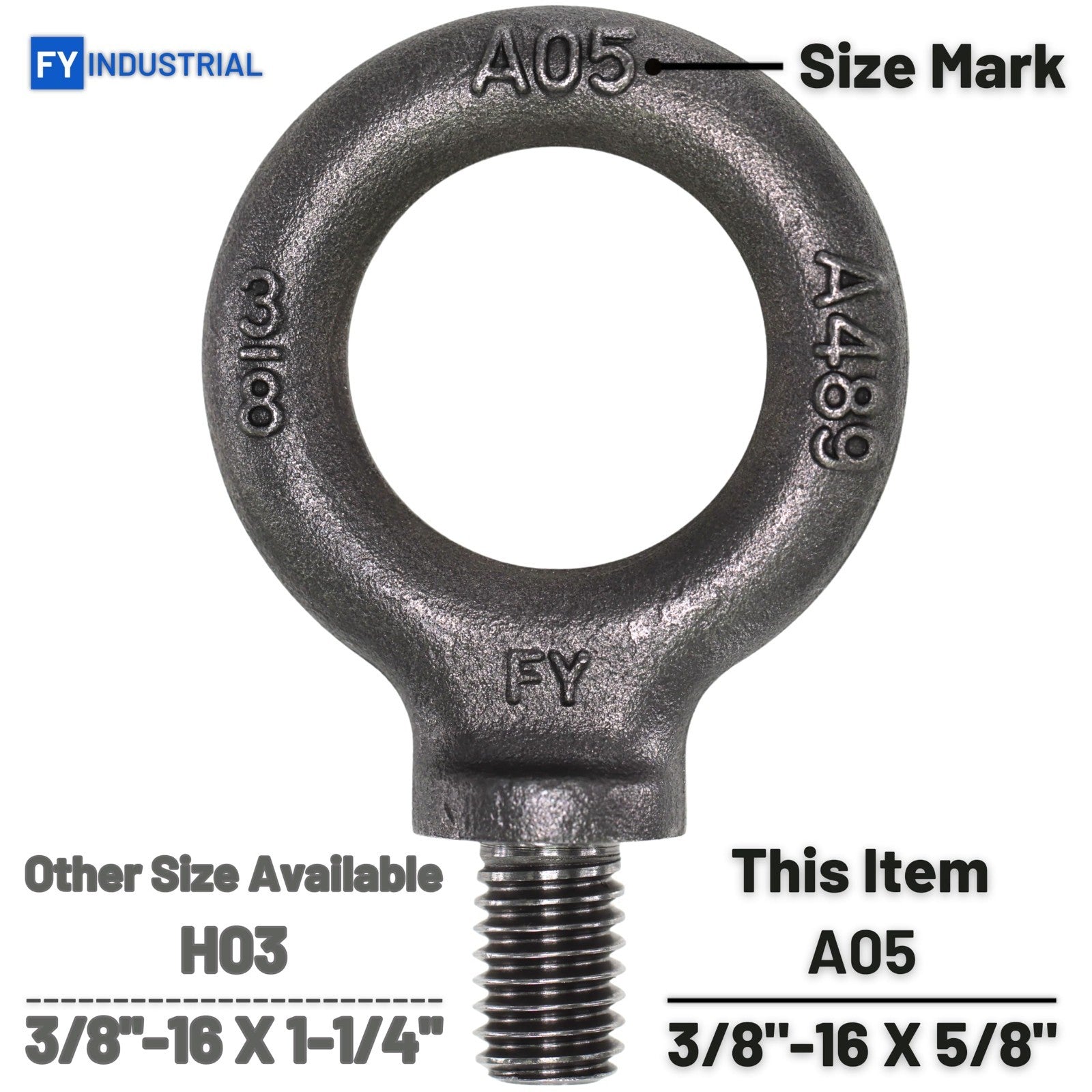 5 Pcs Heavy-Duty Lifting Shoulder Eye Bolts 3/8"-16 X 5/8" - Secure Load Fastene2