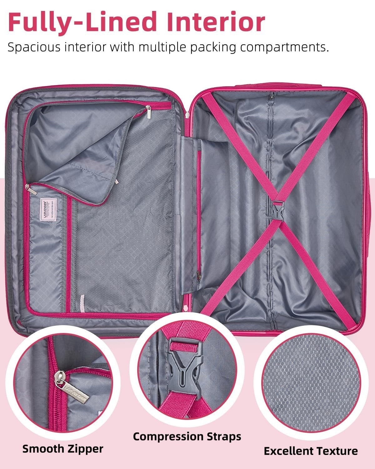 3-Piece Carry-On Luggage Set, 20in Hardshell Suitcase, Lightweight, TSA Lock, Du6