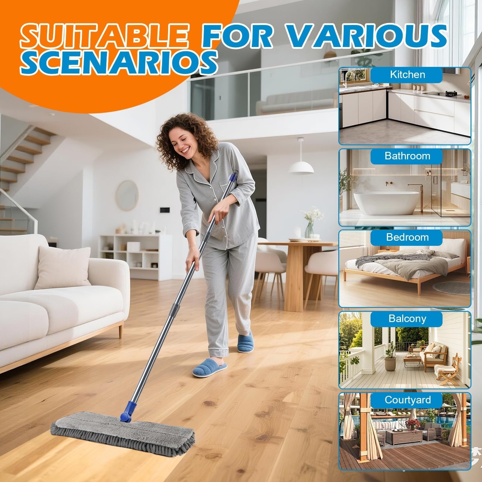 Adjustable Microfiber Mop - Wet Dry Dust Mop with Flip Design for Easy Cleaning7