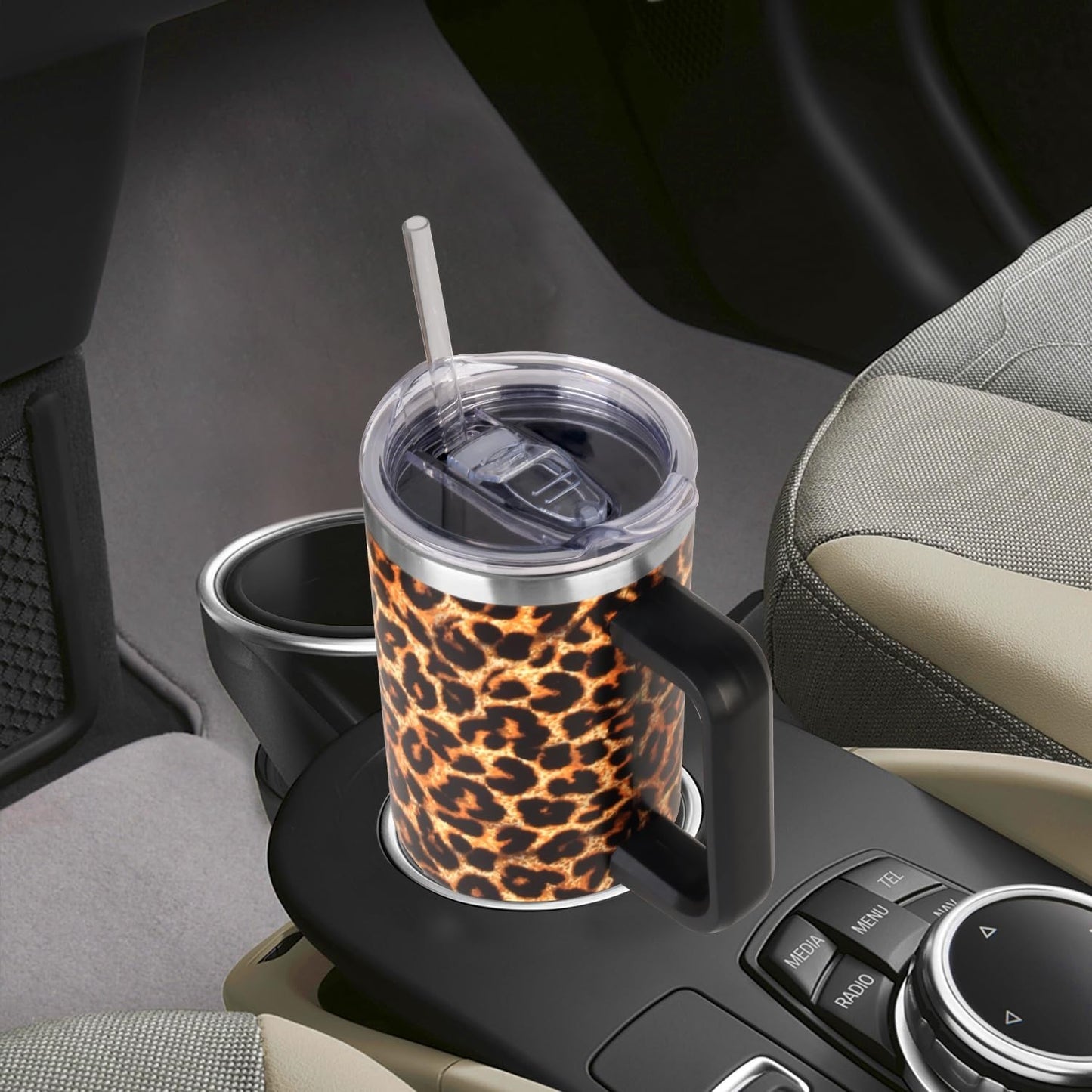 Insulated 40 oz Tumbler with Handle & Straw   Leak Proof, Dishwasher Safe, Trave2