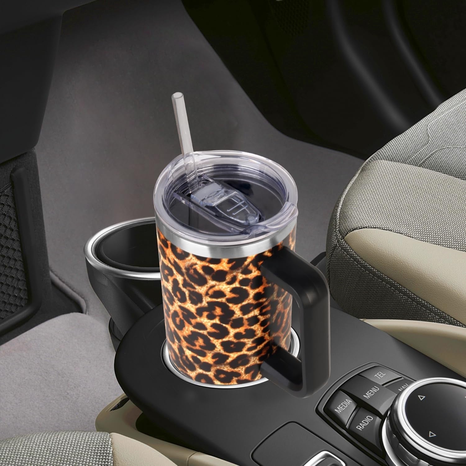 Insulated 40 oz Tumbler with Handle & Straw   Leak Proof, Dishwasher Safe, Trave2