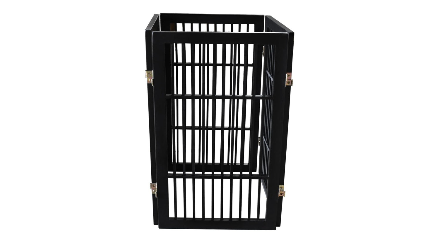 Freestanding Wooden Pet Dog Gate - Durable Folding Safety Barrier, 4 Panel 30" T4