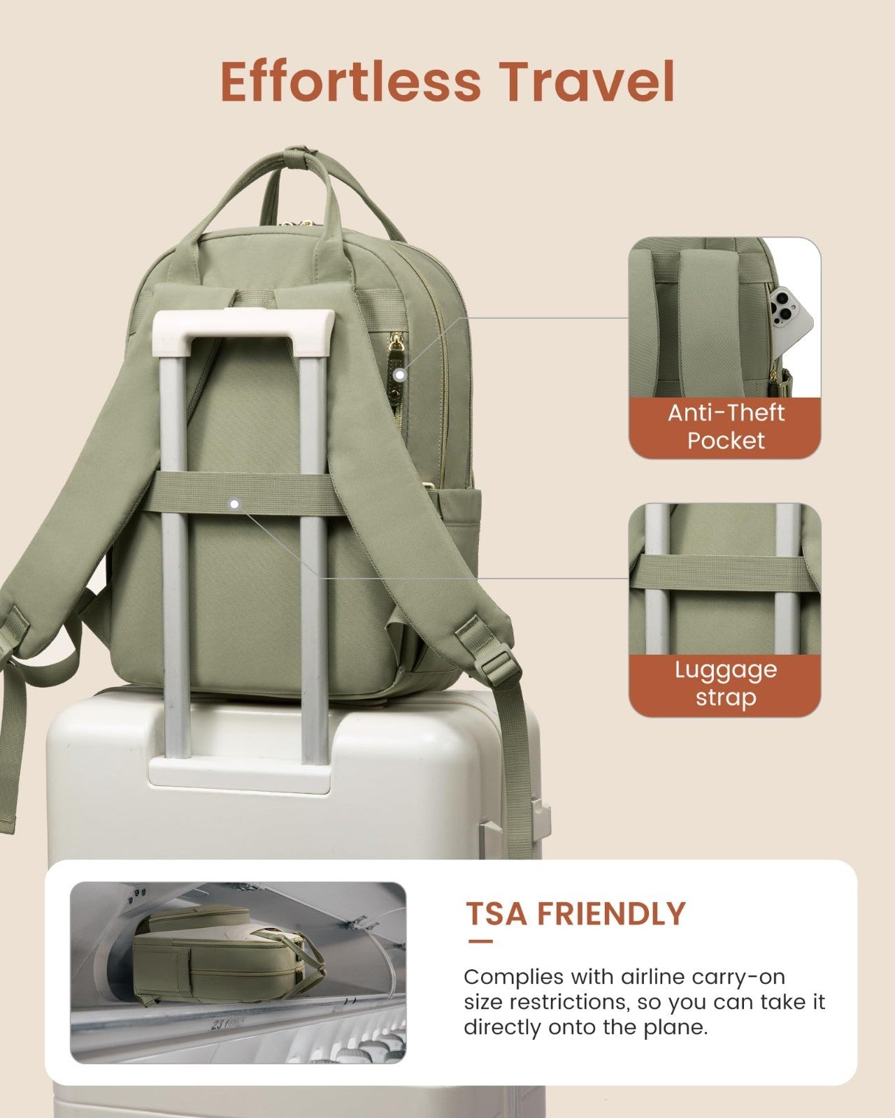 Stylish 15.6" Laptop Backpack with Cup Holder, Travel & Work Bag for Women & Men5