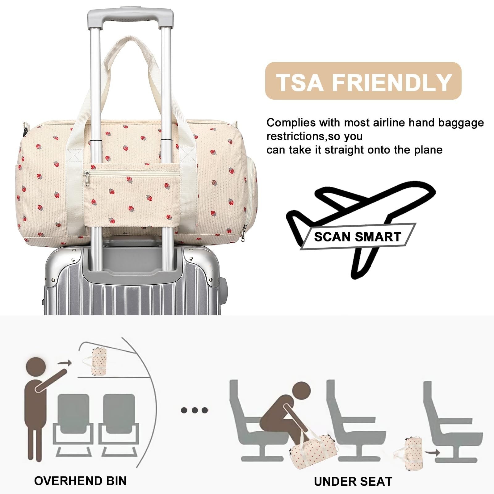 Cute Girls Duffle Bag with Shoes Compartment & Wet Separation - Waterproof Gym &3