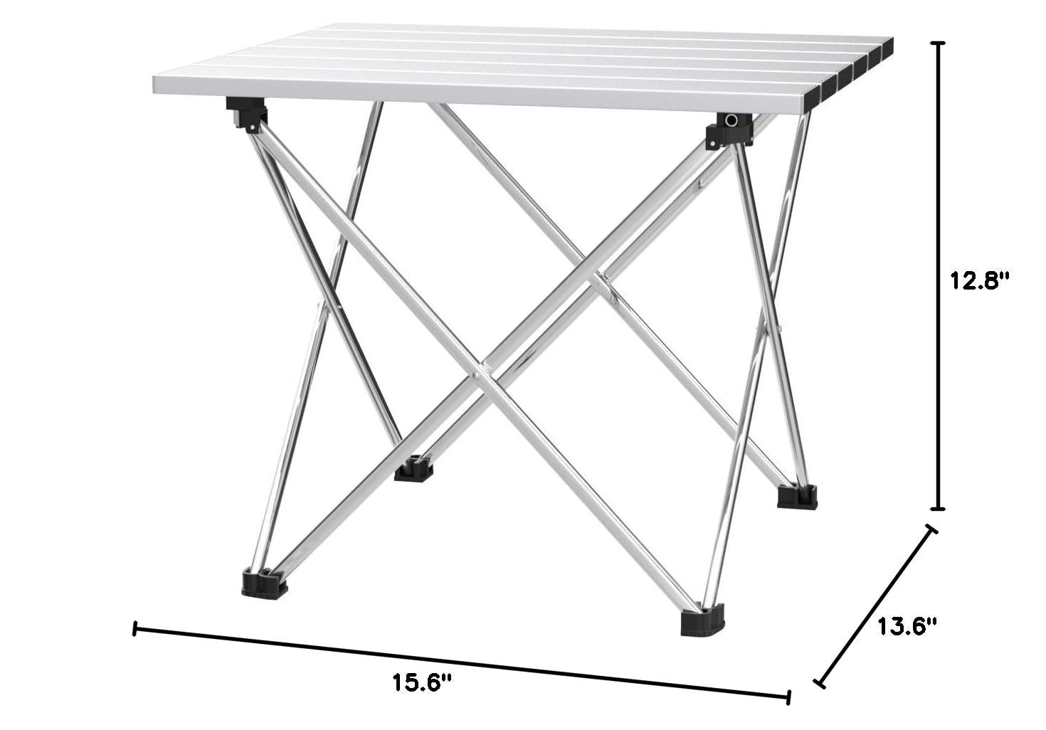 Compact Folding Camping Table with Aluminum Top, Portable Beach Table for Outdoo2