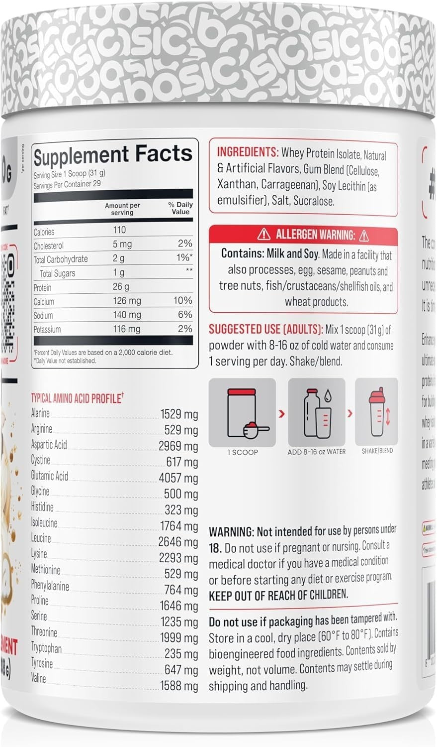 High-Quality Whey Protein Isolate, 26g Protein, Gluten-Free, 0g Fat, Low-Calorie2
