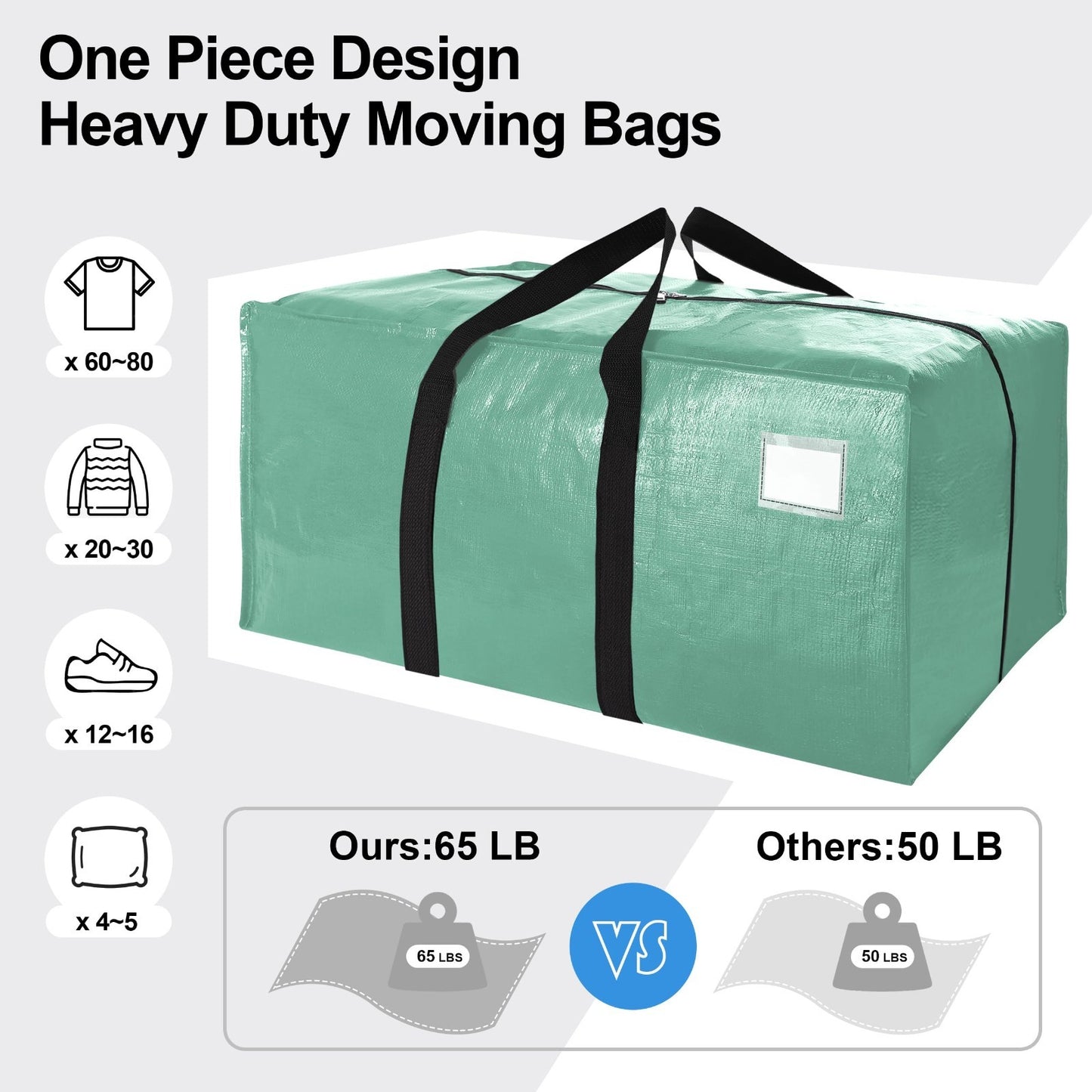 6 Pack Heavy Duty Large Moving Bags with Backpack Straps - Strong Zippered Stora4