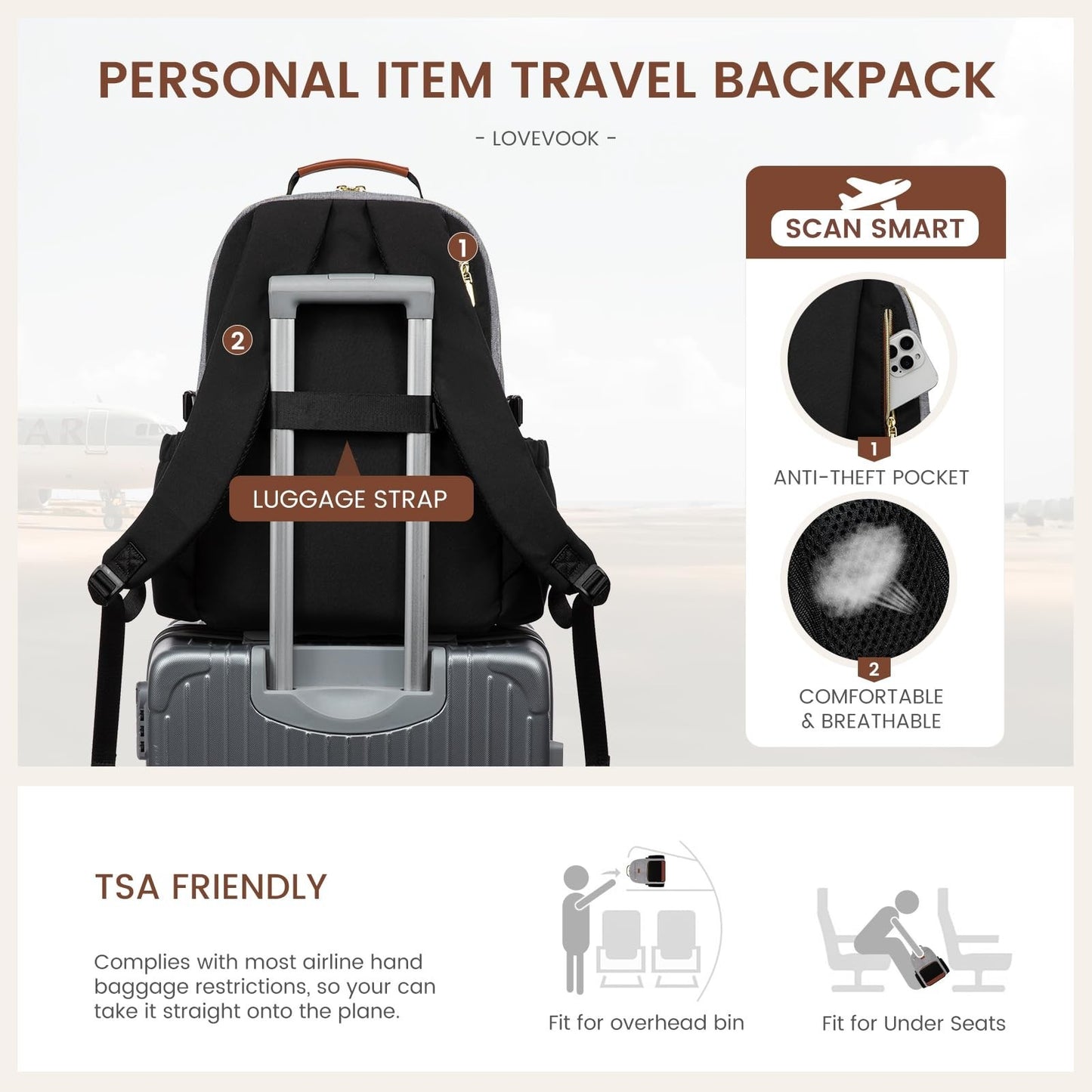 Stylish Waterproof Laptop Backpack for Women, 15.6" Large Capacity, Travel Purse5