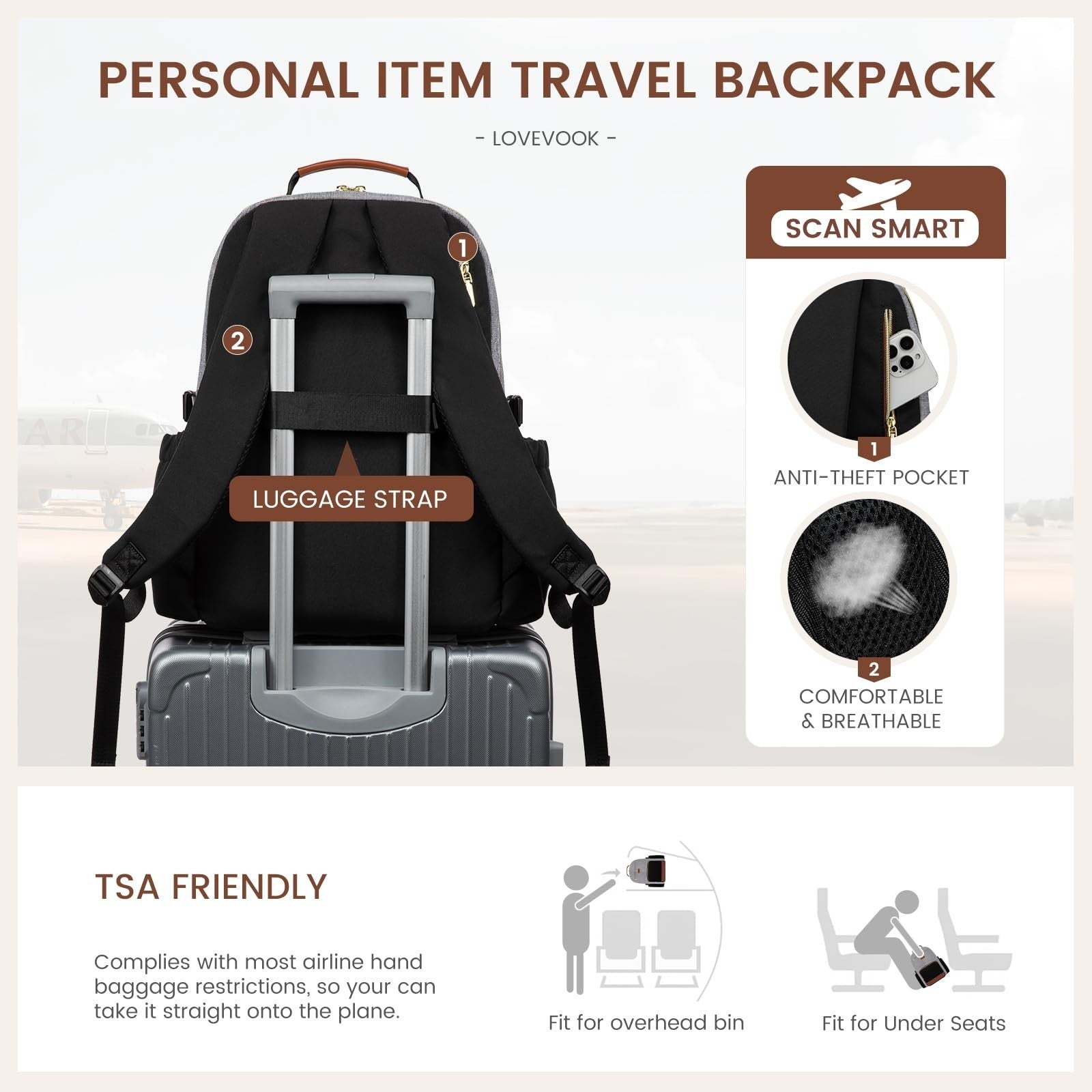 Stylish Waterproof Laptop Backpack for Women, 15.6" Large Capacity, Travel Purse5