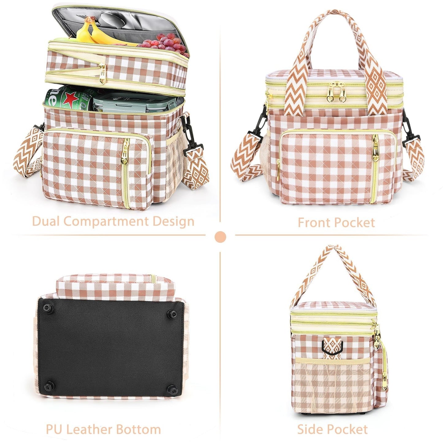 Insulated Lunch Bag for Women - 16L Expandable Leakproof Cooler with Adjustable6