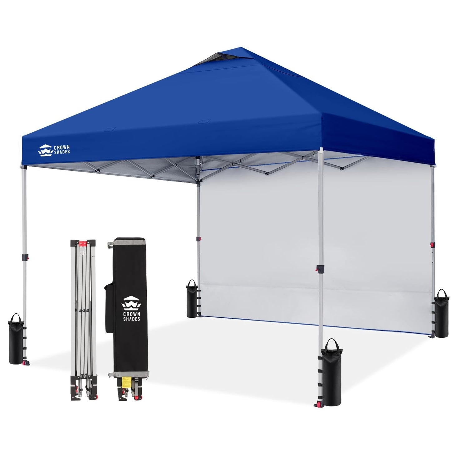 10x10 Pop Up Canopy with Side Wall, Beach Tent, Easy Setup Outdoor Shelter, Navy1
