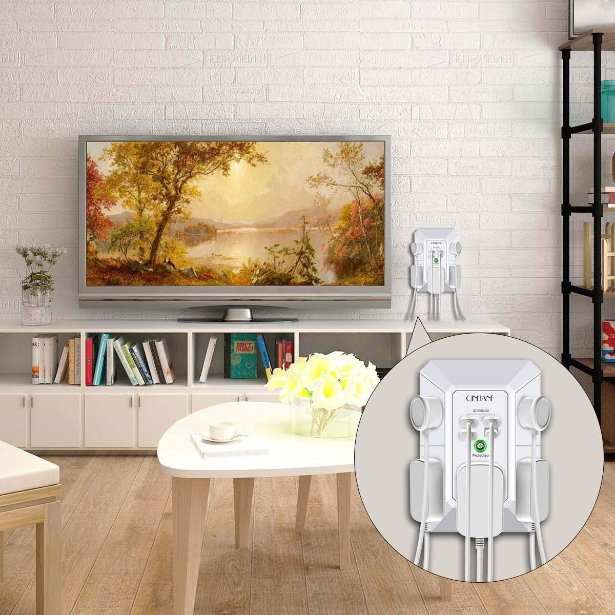 5 Outlet Wall Charger Surge Protector with 4 USB Ports, 3 Sided Power Strip for2