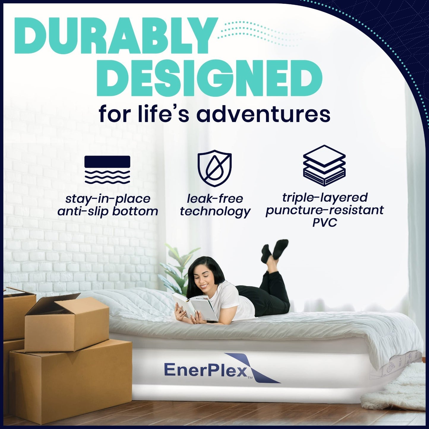 Self Inflating Air Mattress with Built in Pump & Neck Support   Portable Inflata5