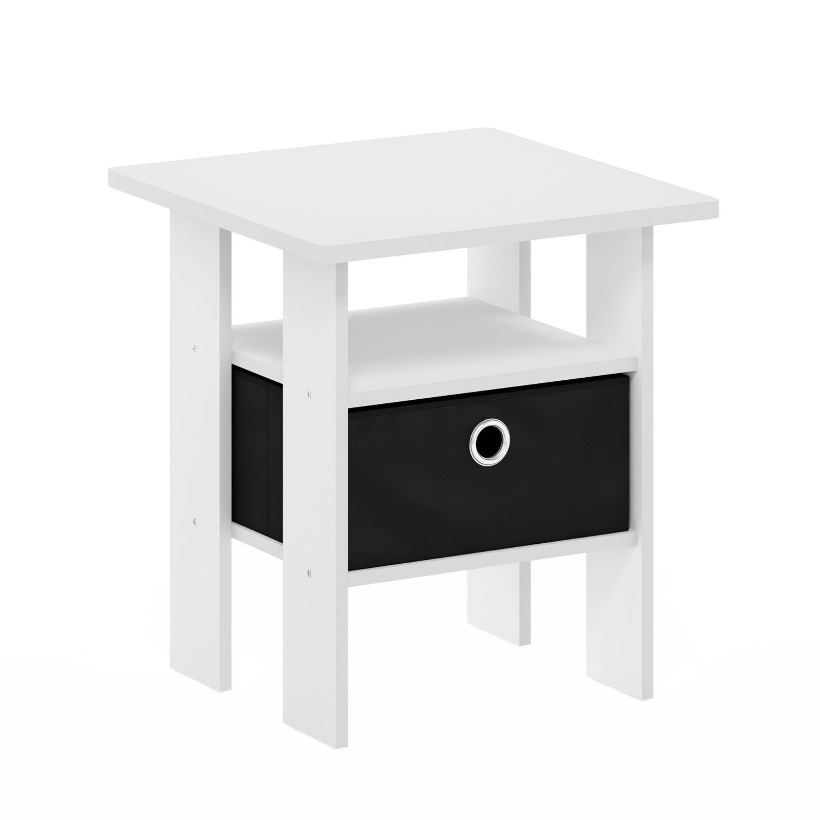 Stylish Side Table with Open Shelves & Storage Bin - Nightstand for Living Room/5