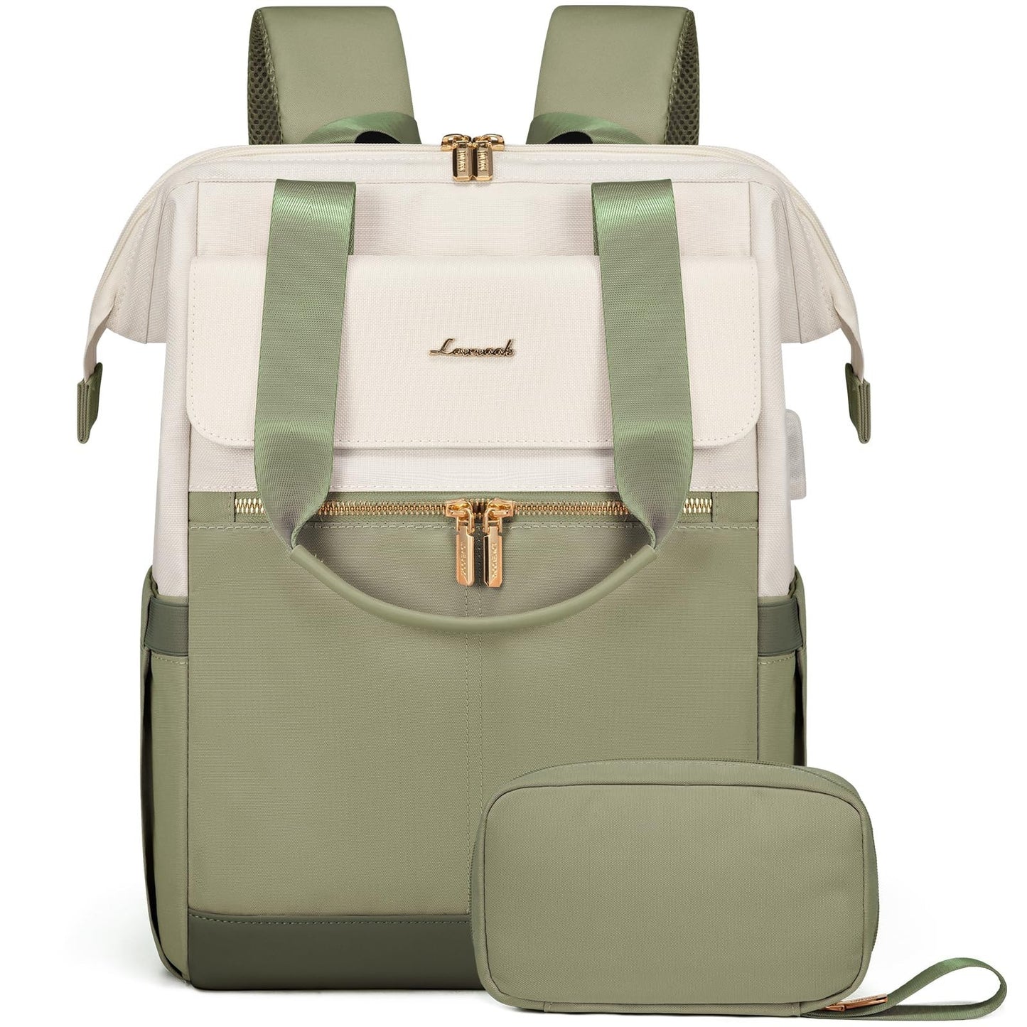 Stylish 15.6" Laptop Backpack for Women, USB Port, Waterproof Travel Bag, 2PCS1