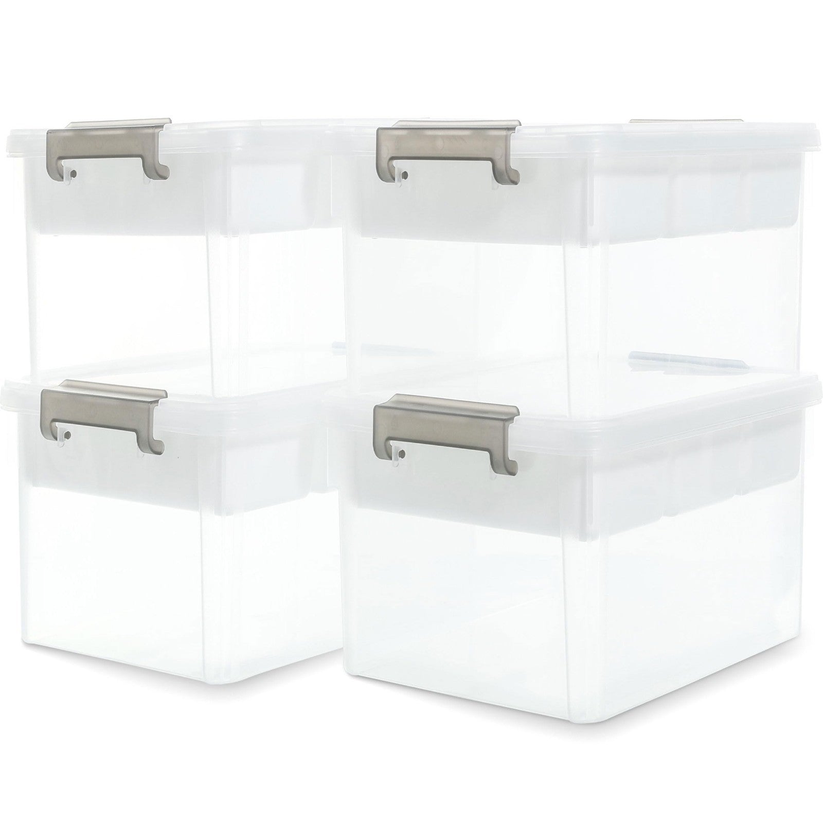 Clear Craft Organizers 17QT Storage Box with Tray   4 Pack, Stackable & Durable1