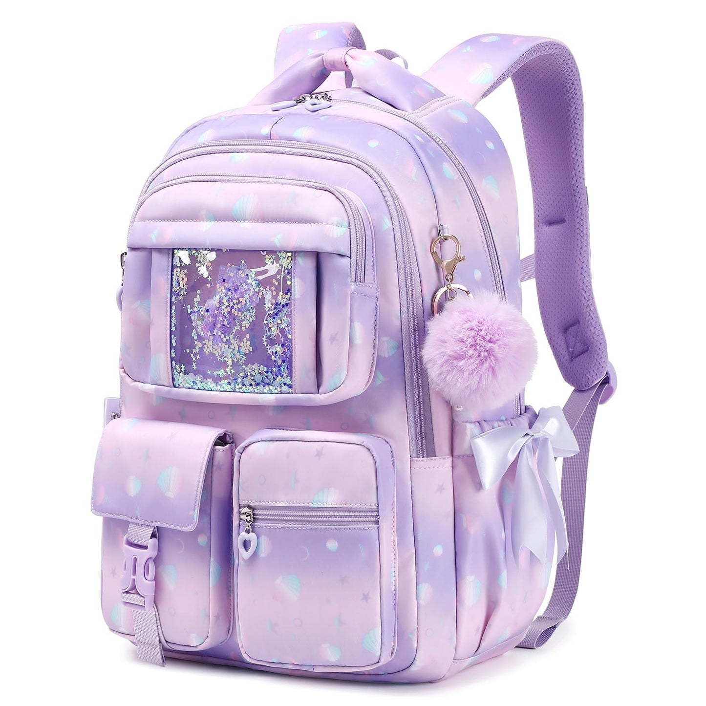 Girls' Purple Shell Backpack - Kids School Book Bag for Elementary & Primary Use1