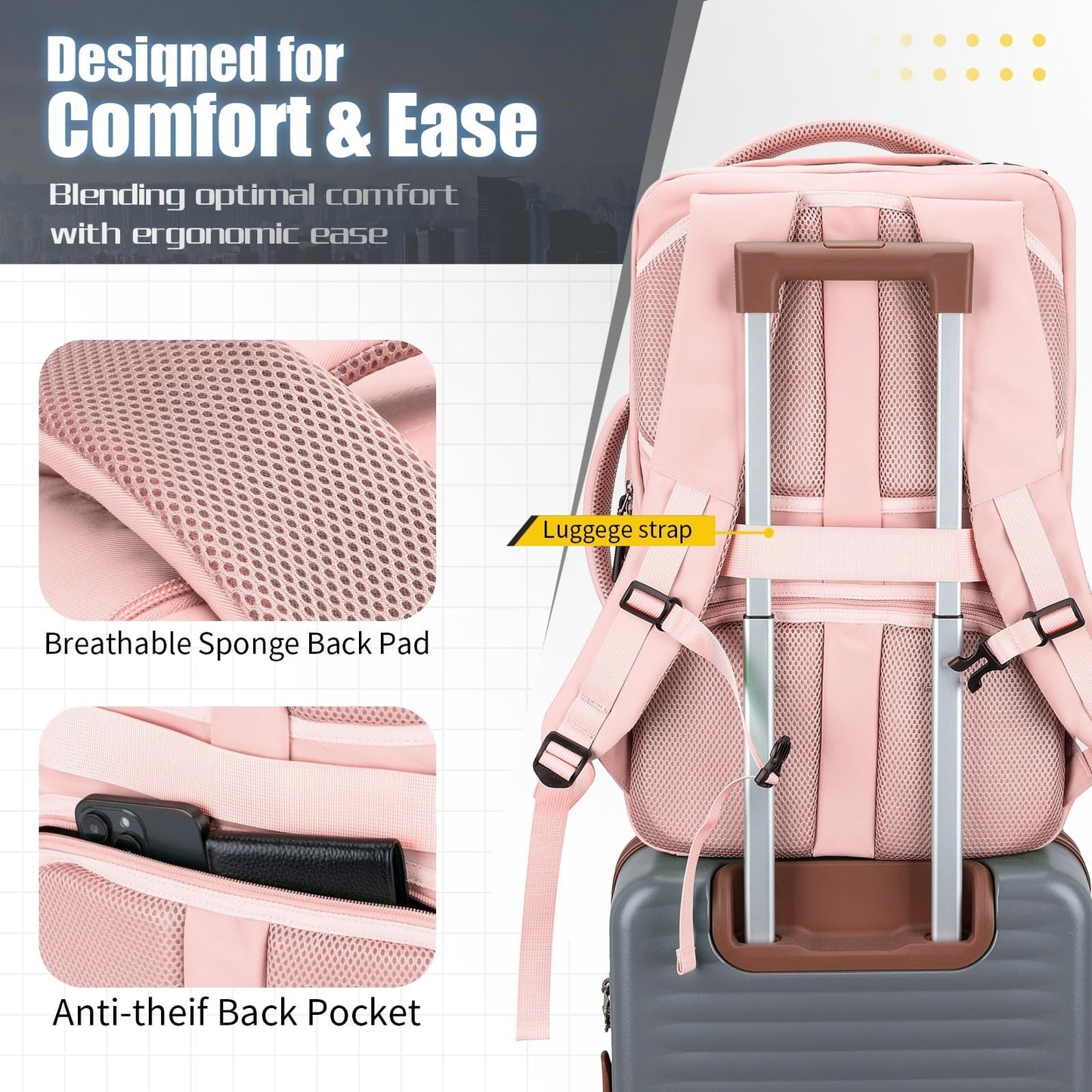 42L Travel Backpack with Packing Cubes, TSA Approved Carry-On, Water-Resistant,3