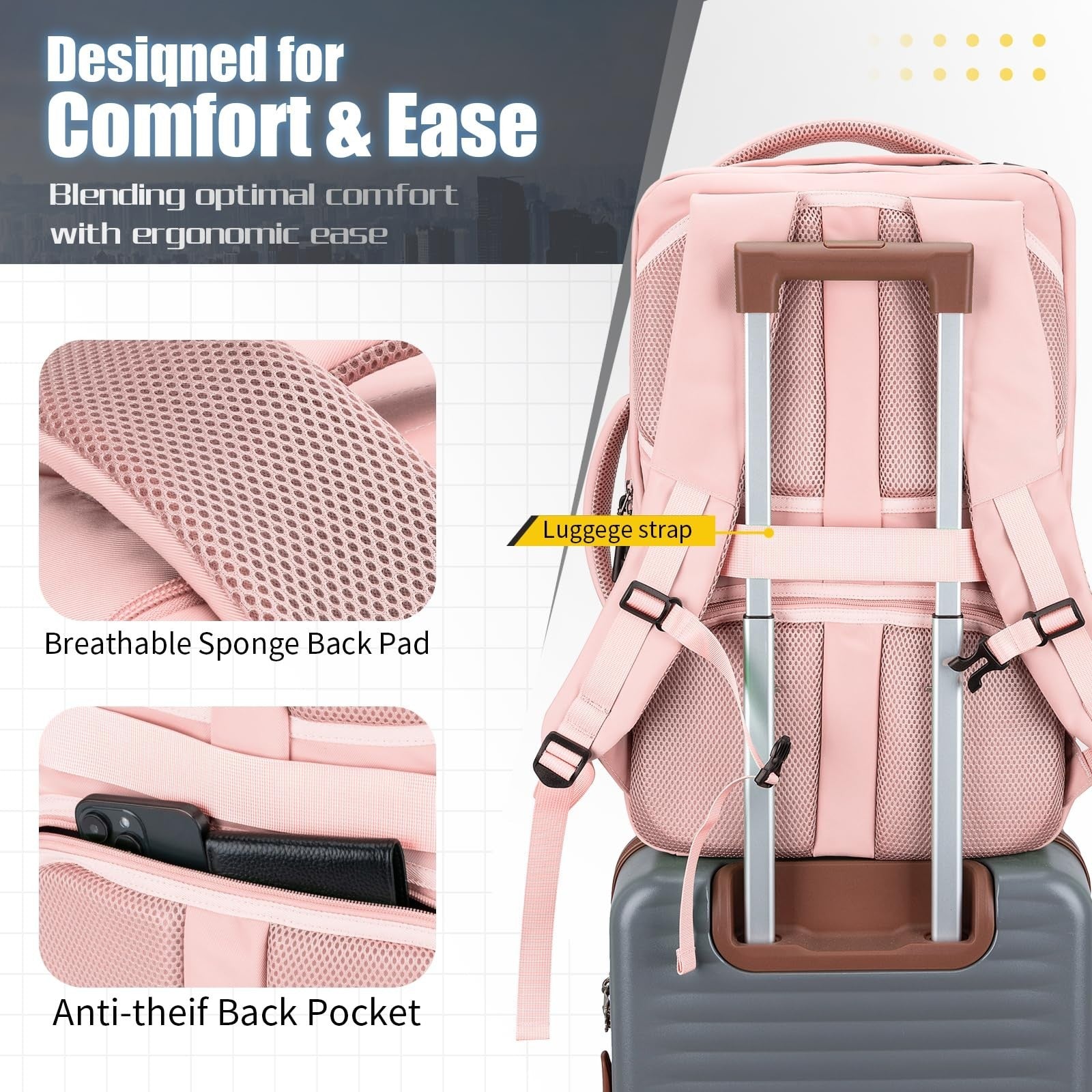42L Travel Backpack with Packing Cubes, TSA Approved Carry-On, Water-Resistant,3