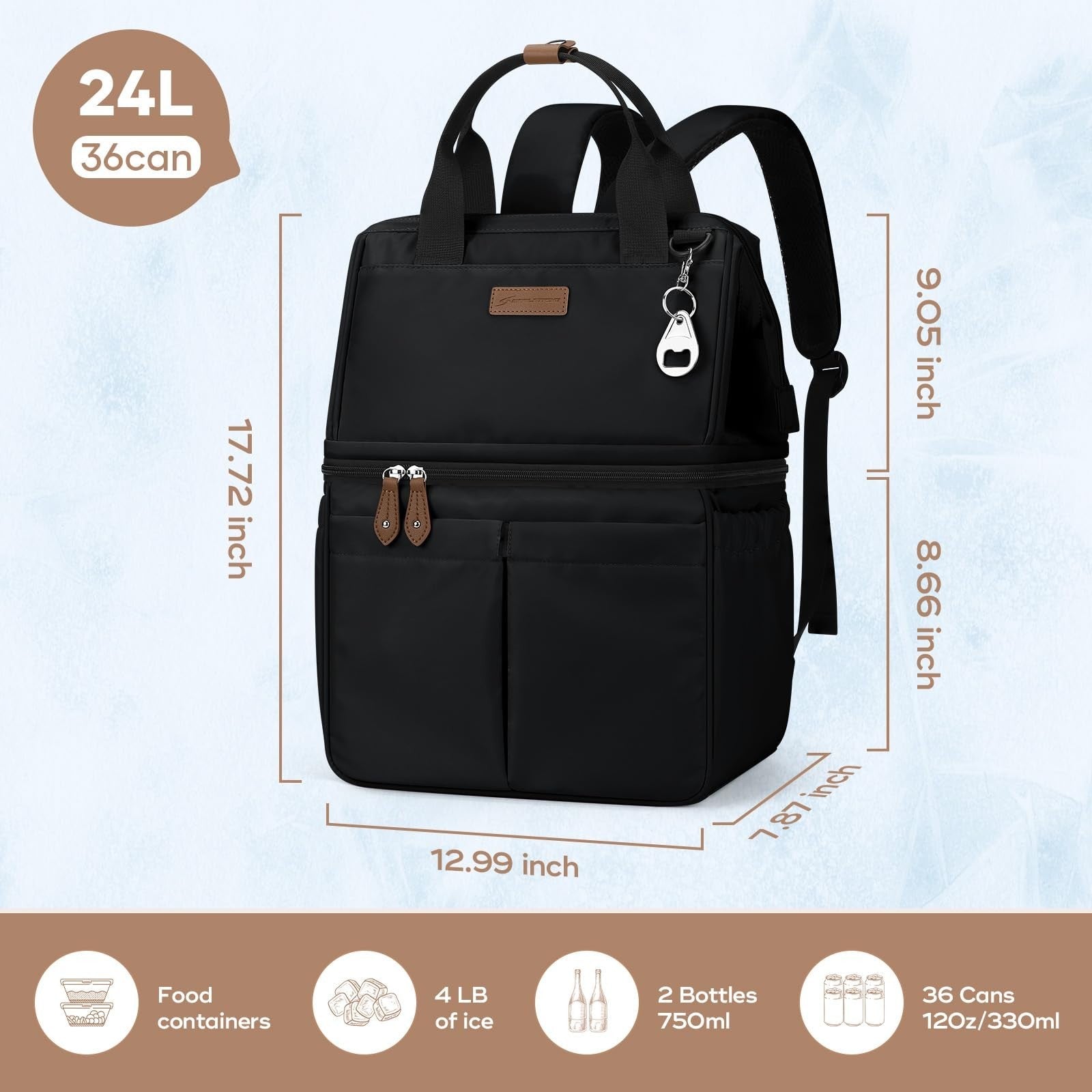 Insulated Cooler Backpack - 36 Can Leakproof Lunch Bag, Lightweight & Ergonomic6