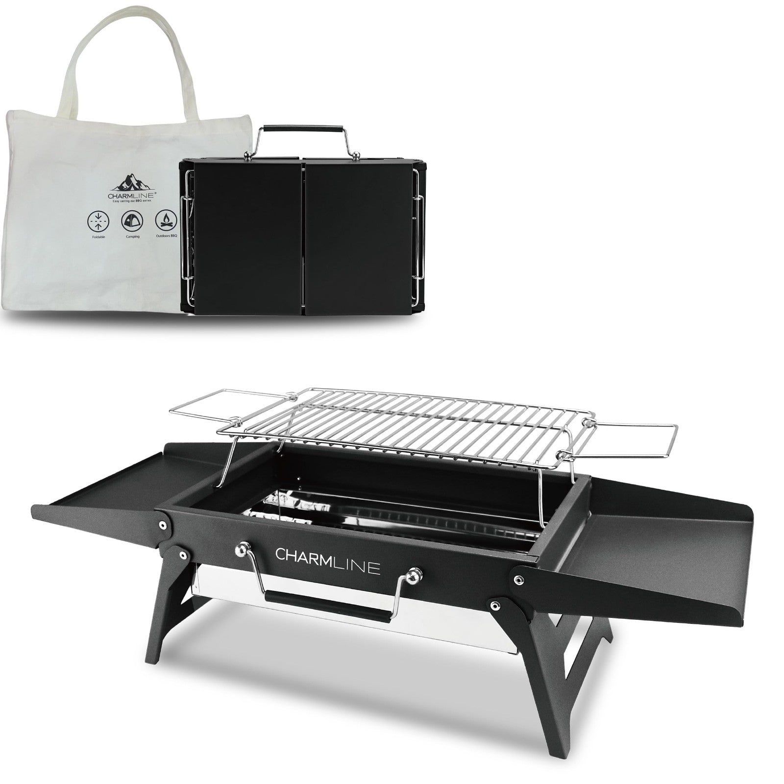 Compact 14x9" Foldable Charcoal Grill - Portable BBQ for Camping, Picnics, Beach1