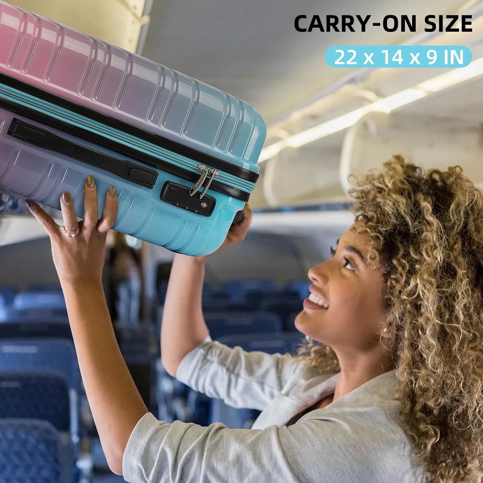 3-Piece Carry-On Luggage Set, 20" Hardshell Suitcase & Duffel Bag, TSA Approved,4