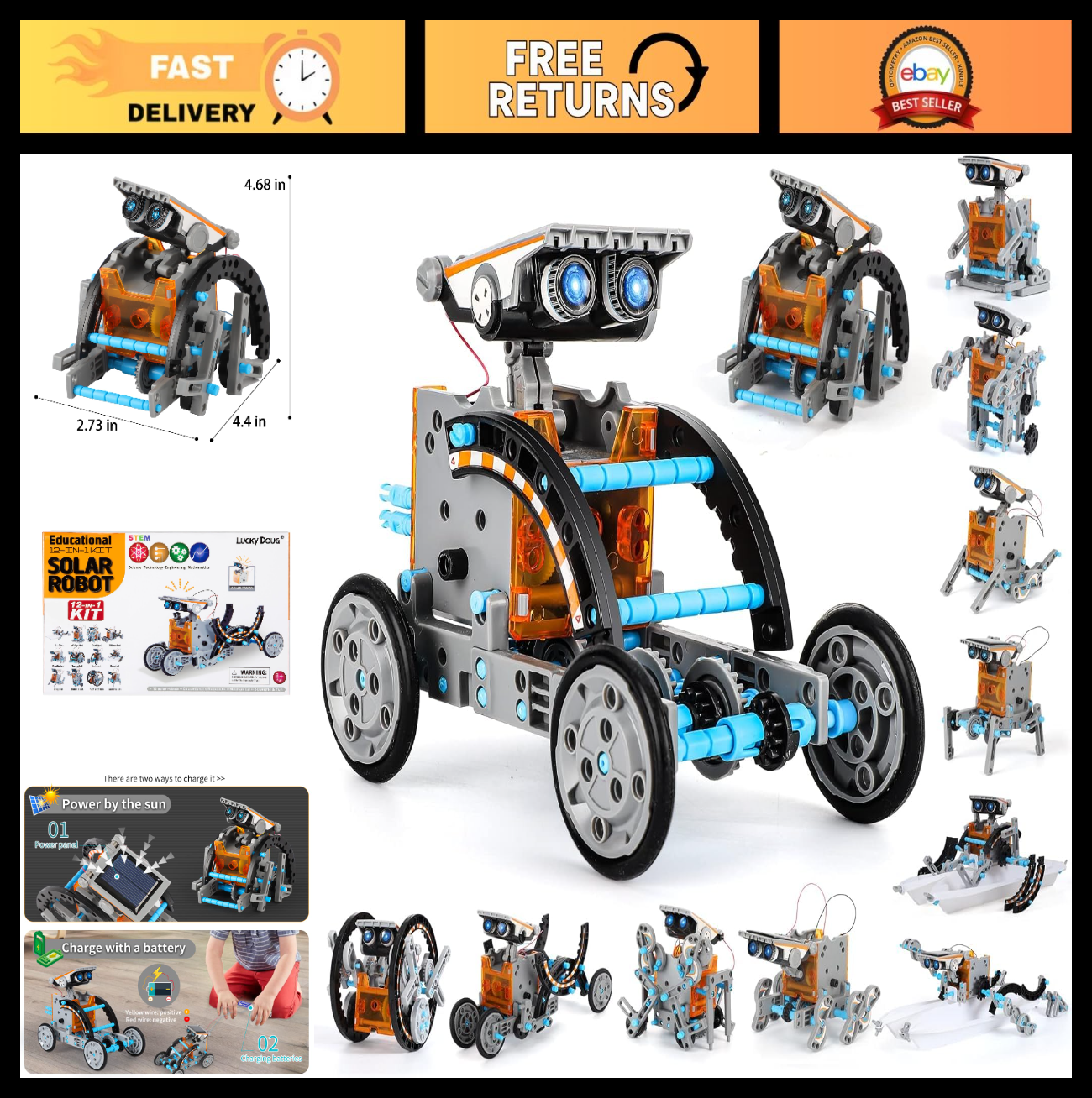 12 in 1 Solar Power Robot Building Kit   STEM Educational Toy for Kids 8 13, DIY0