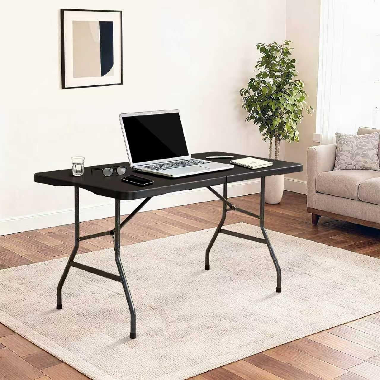 6ft Folding Table with Handle & Steel Legs - Heavy Duty Portable for Events, BBQ5