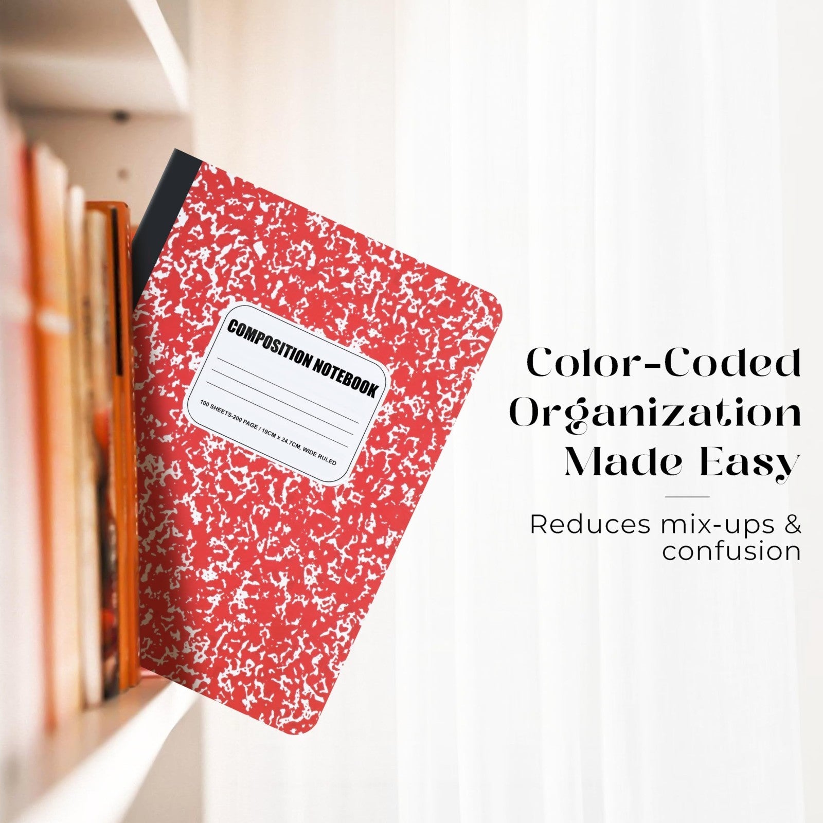 12 Pack Composition Notebooks - Wide Ruled, 100 Sheets Each, Durable Hard Cover,5
