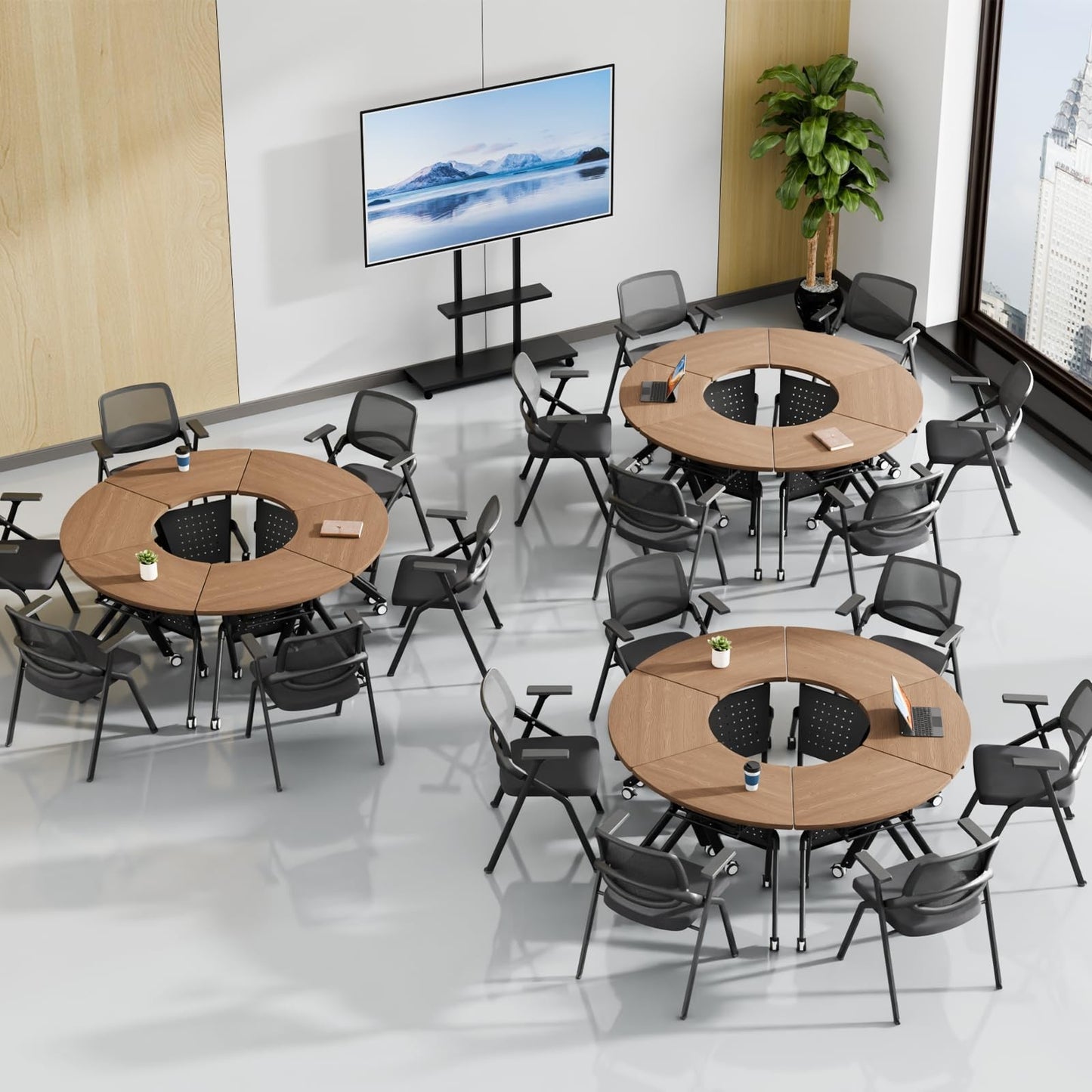 2Pack Mobile Folding Conference Tables with Wheels | Flip-Top Seminar & Training1