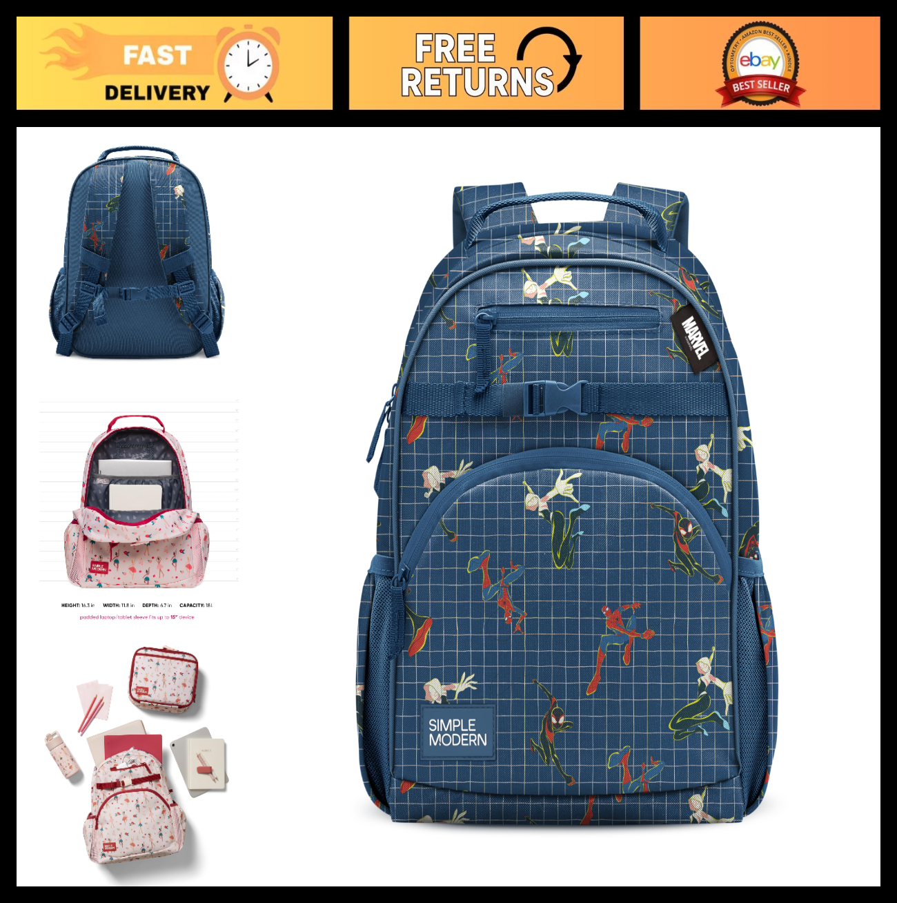 Spider-Man Kids Backpack 18L - School Bookbag for Preschool, Kindergarten, Eleme0
