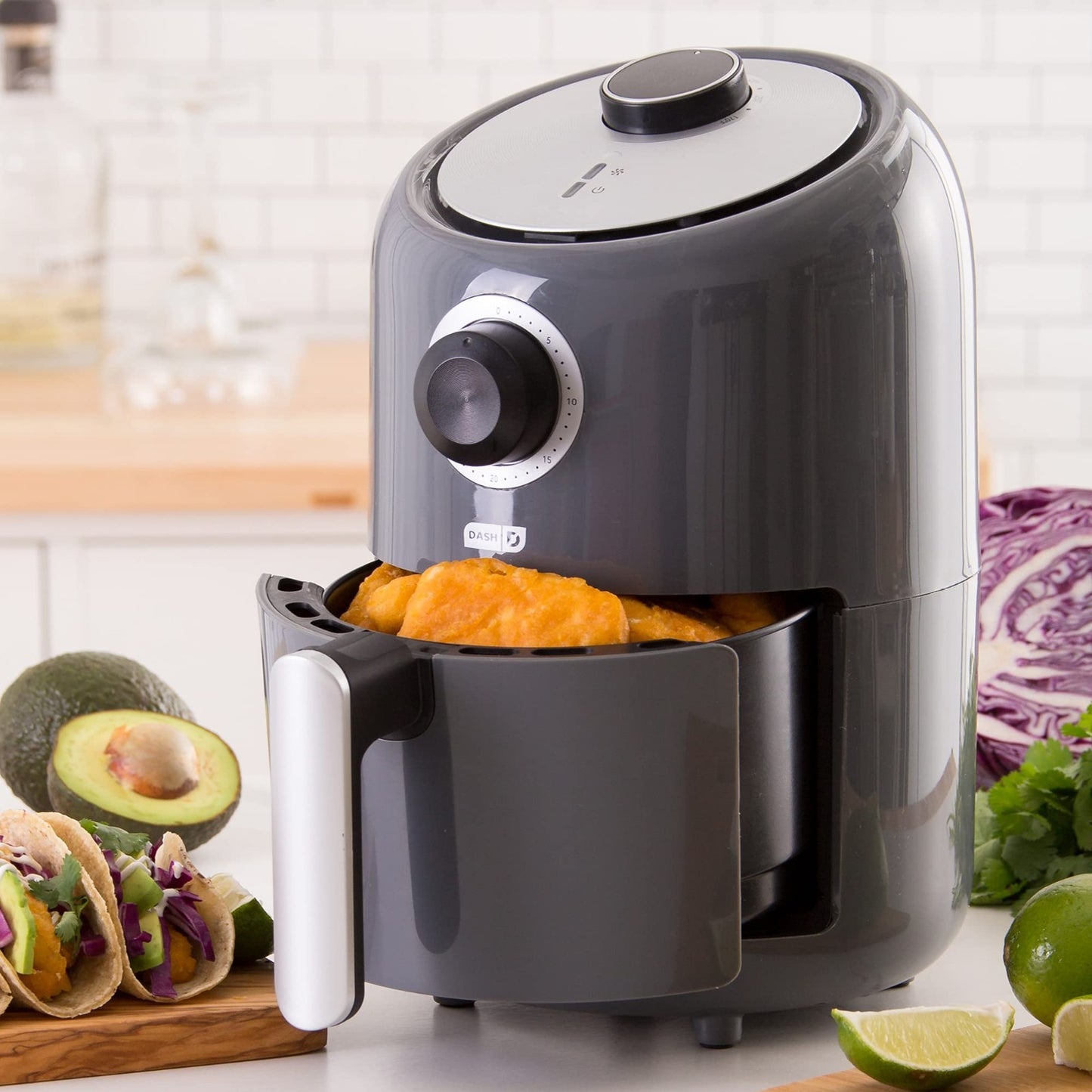 Compact Air Fryer - 2 Quart, Adjustable Temp Control, Auto Shut-Off, Nonstick Ba2