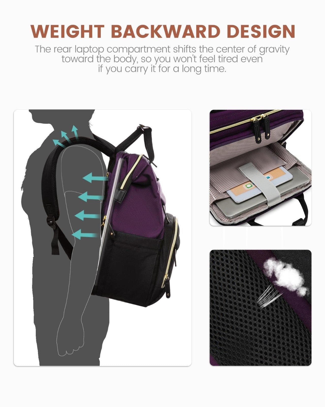 Waterproof Laptop Backpack for Women, 15.6'' Teacher Nurse Work Bag, Travel Purs4