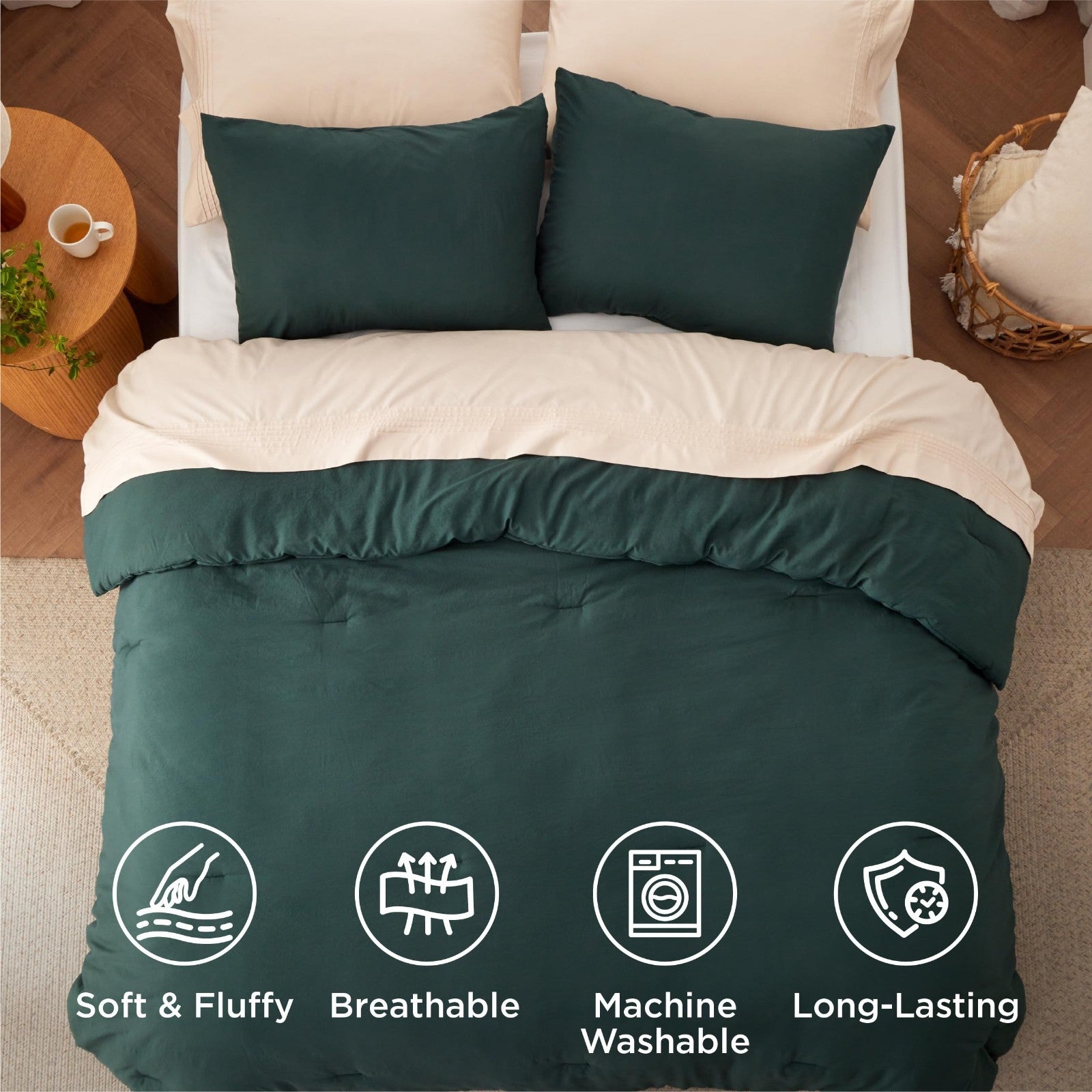 Twin/Twin XL Comforter Set - Forest Green Soft Bedding, 2 Pieces, Lightweight Al3