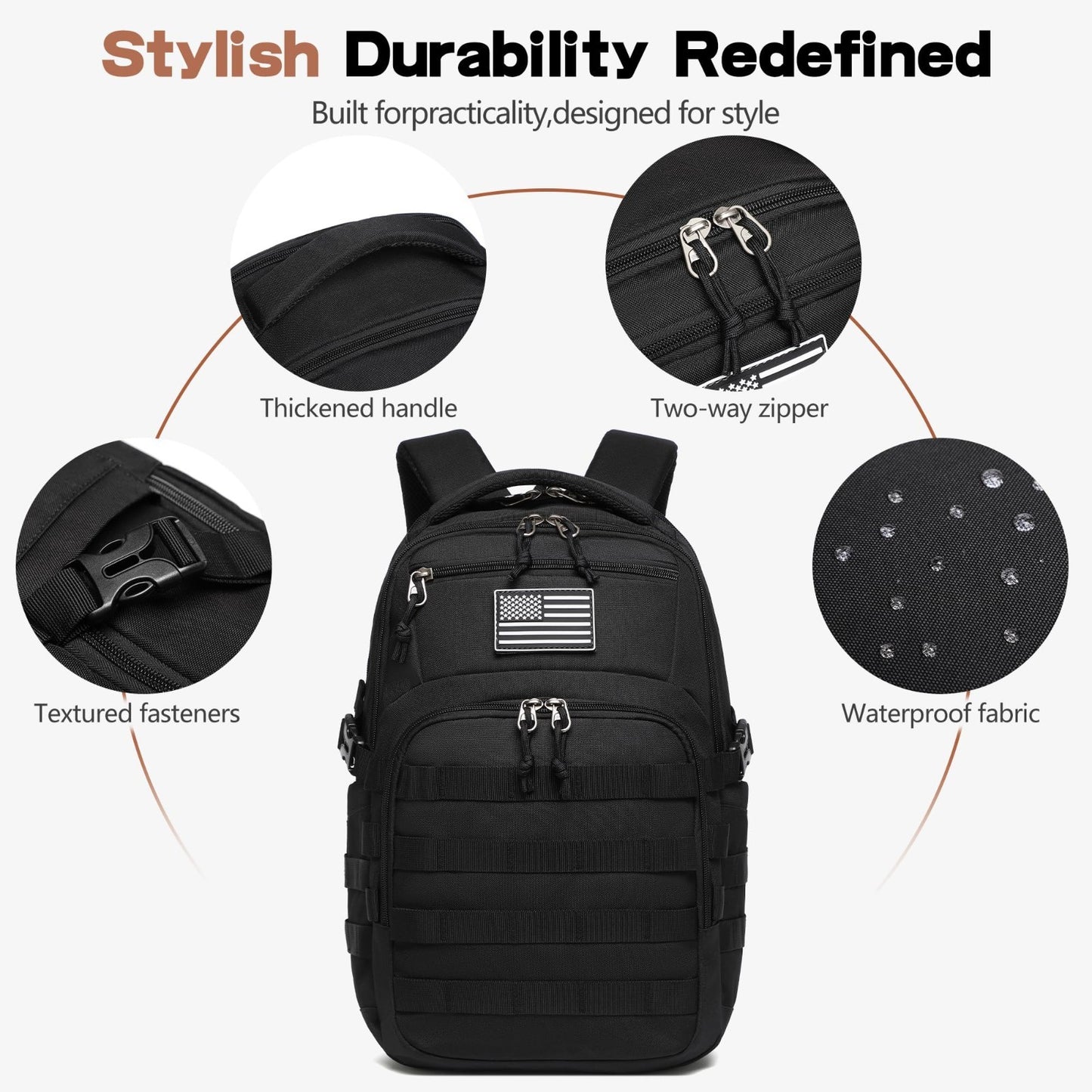 Tactical Military Backpack   Small Black Assault Bag for Men, Outdoor Gear5